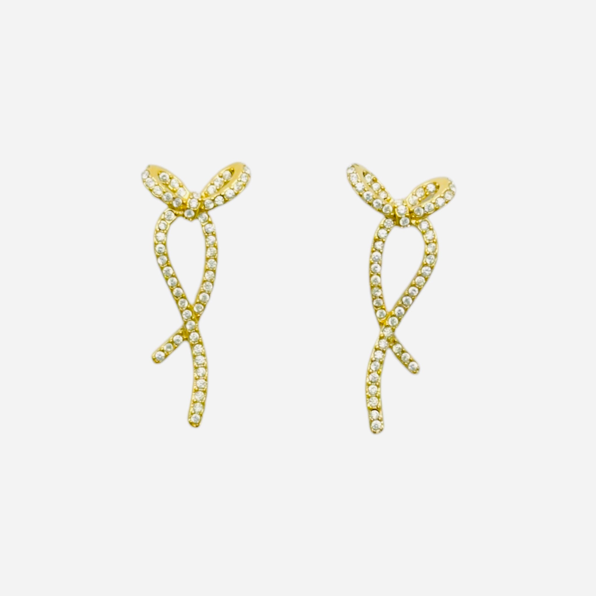 Rhinestone bow rhinestone earrings