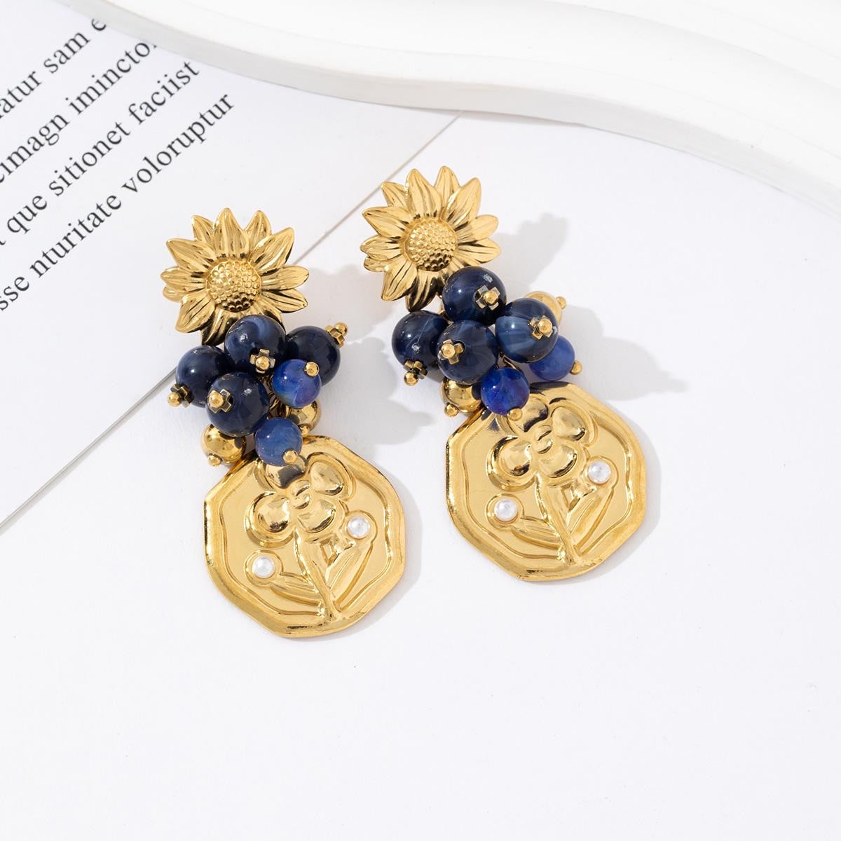 Statement earrings with rich flower design