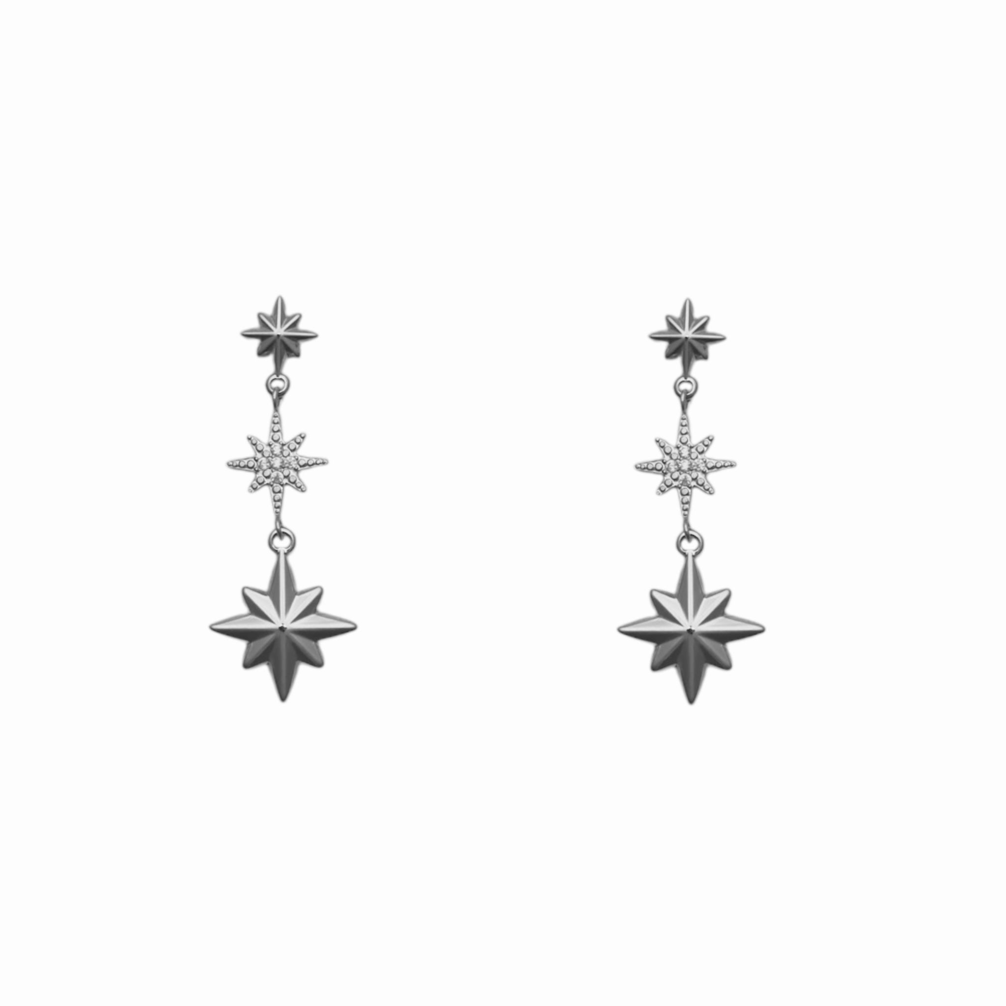 Dangling star rhinestone earrings