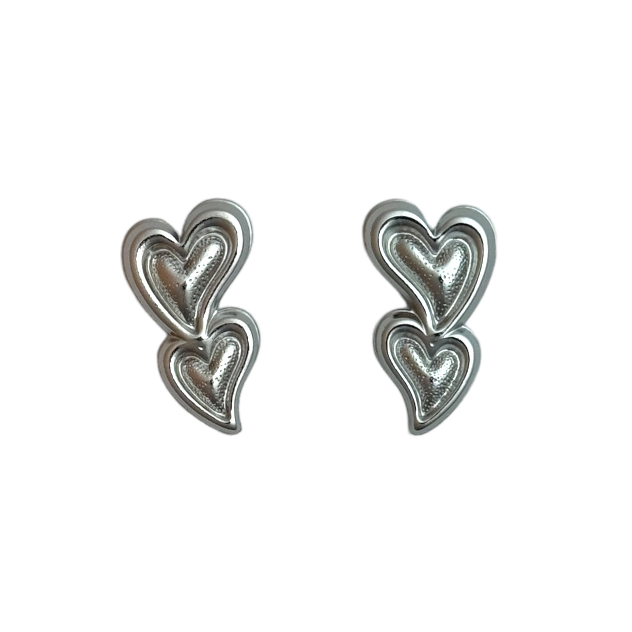 Double love heart stud earrings