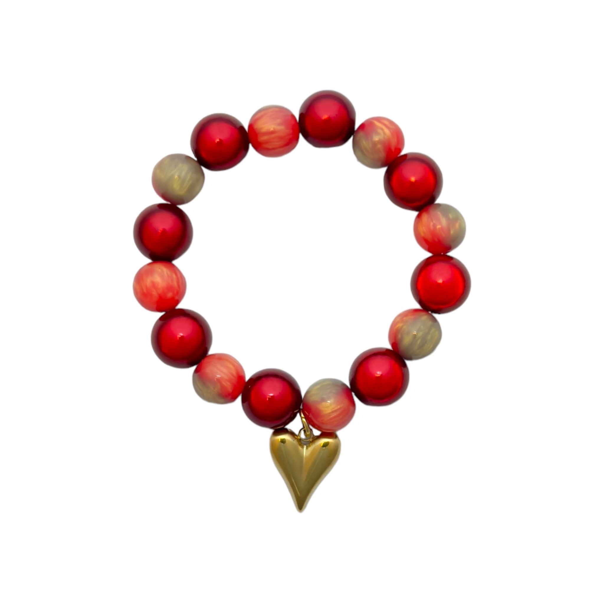Elastisches Perlenarmband mit Herzen