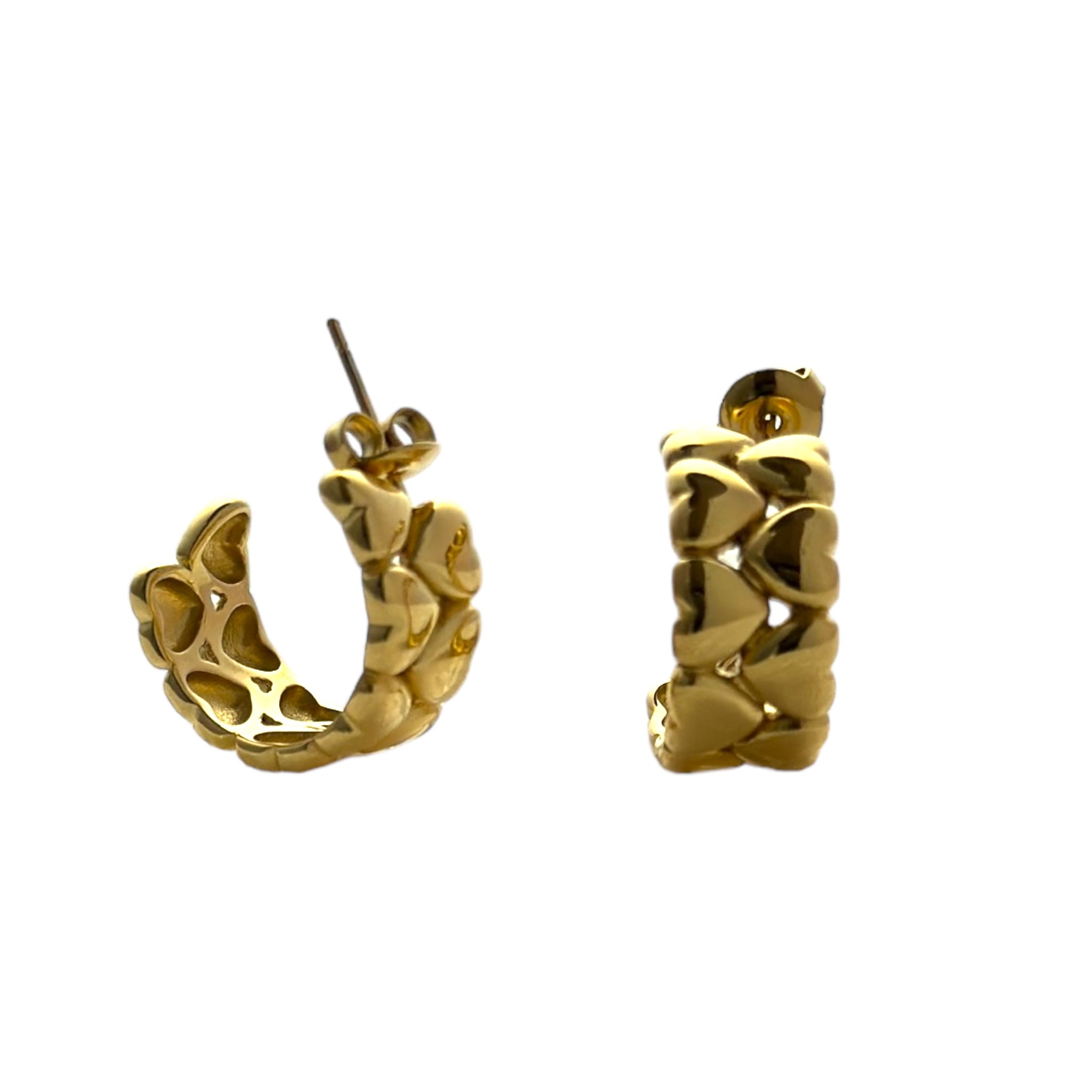 Heart dangle hoops earrings