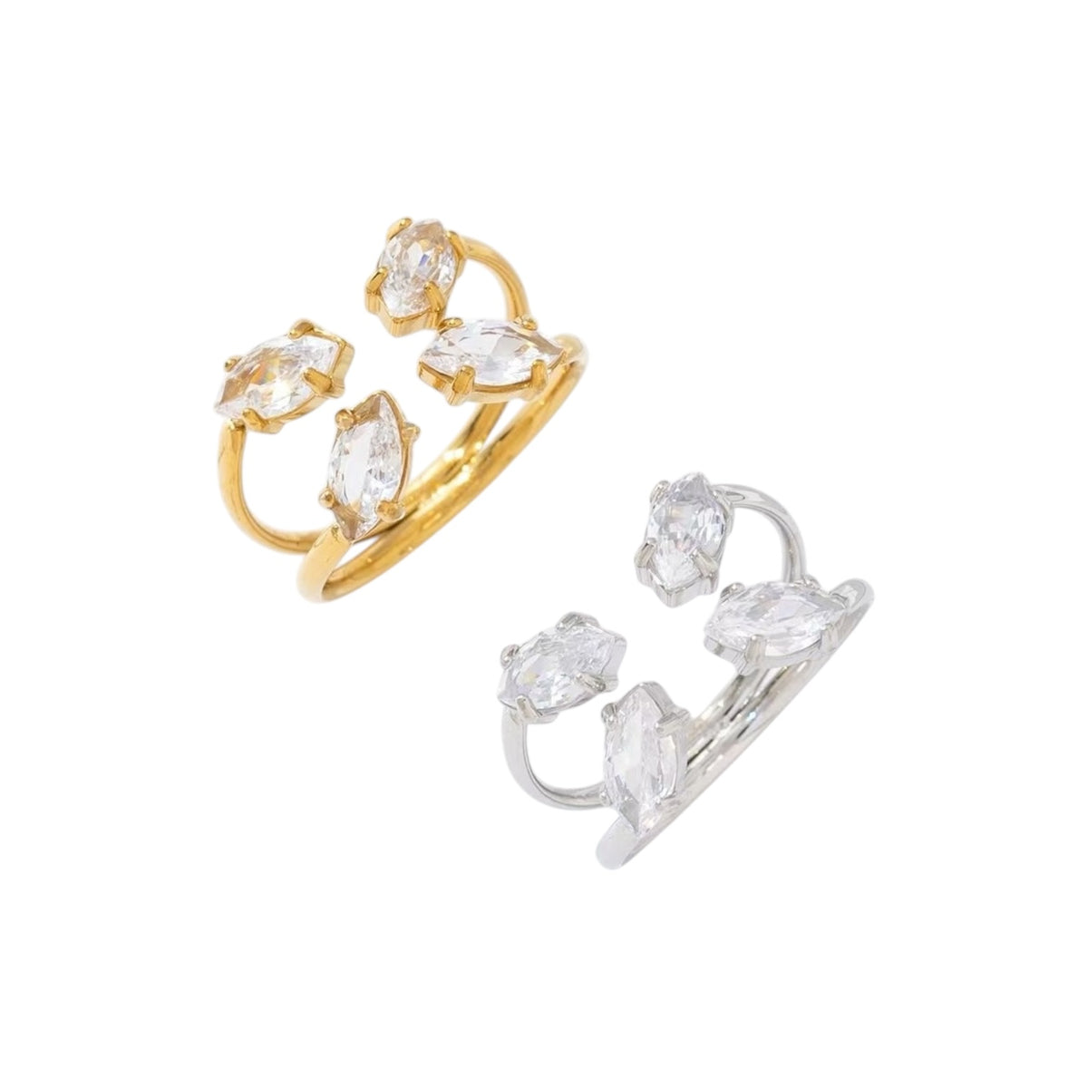 Pear rhinestone ring