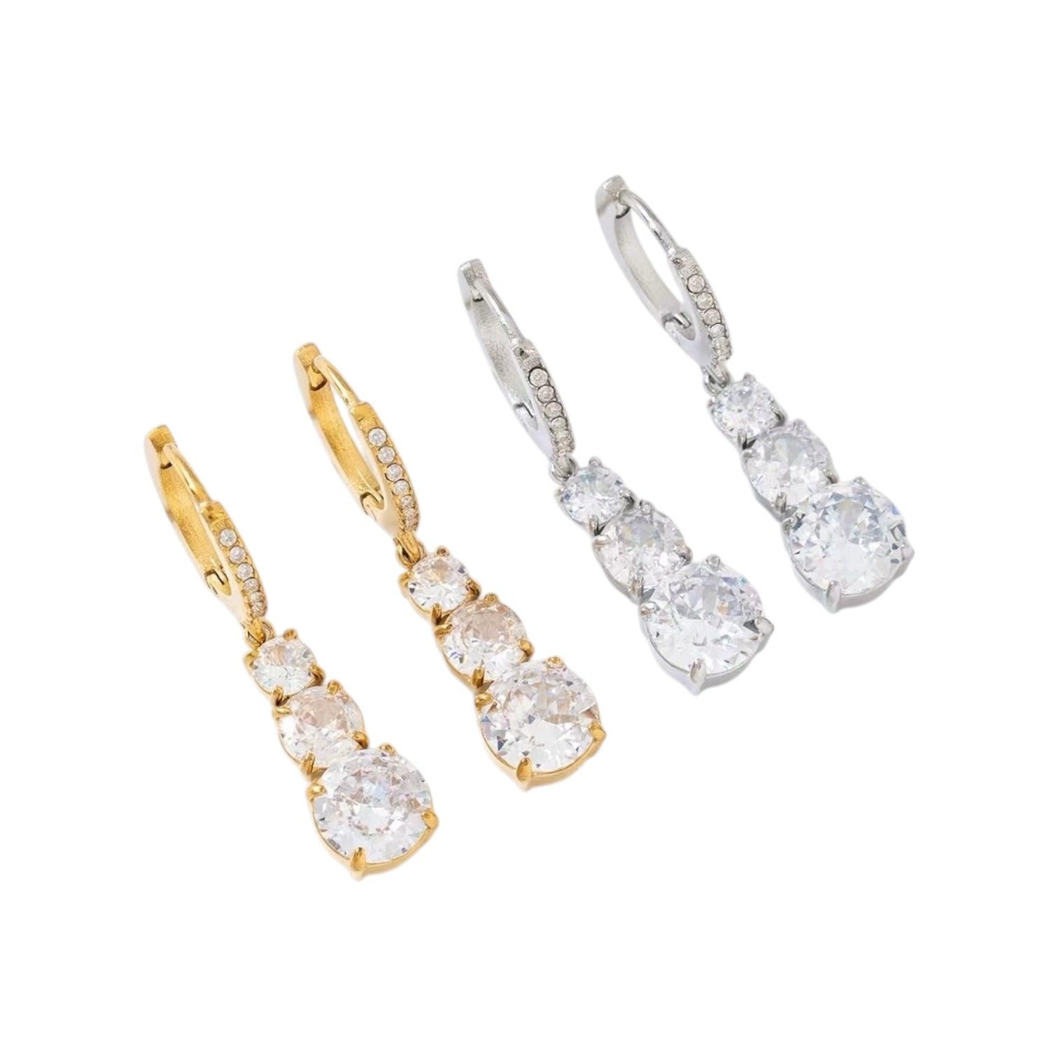 Triple strass oorbellen
