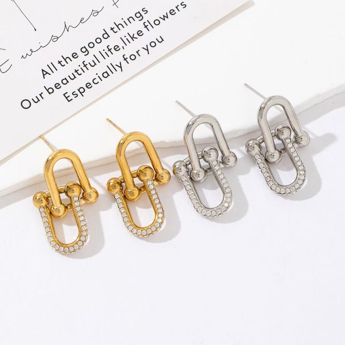 Closure rhinestone earrings