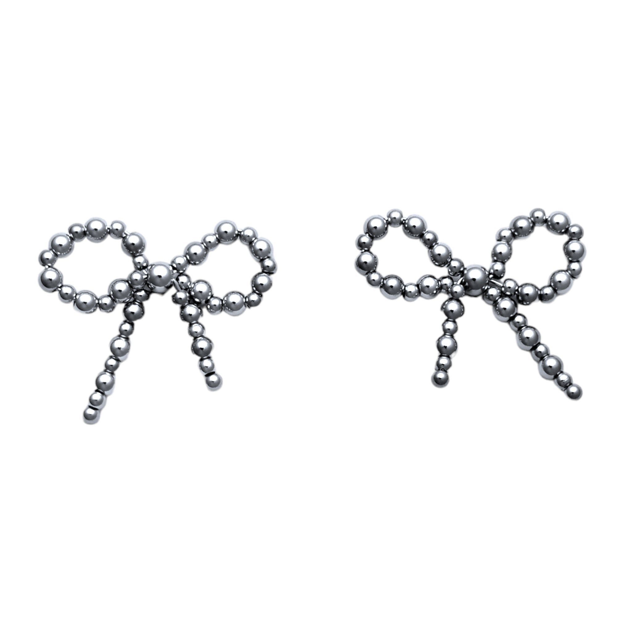 Stud earrings with small balls and bows