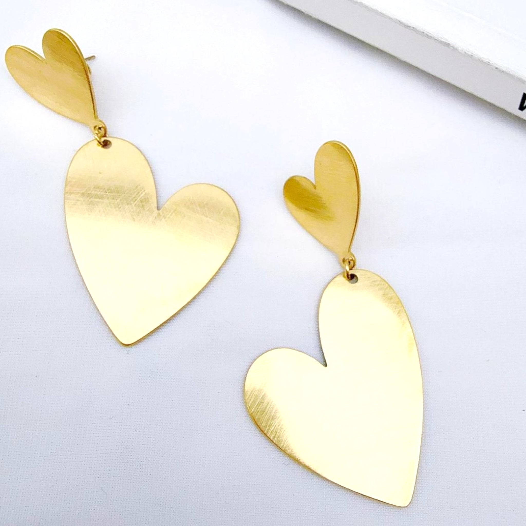 Matte heart statement earrings