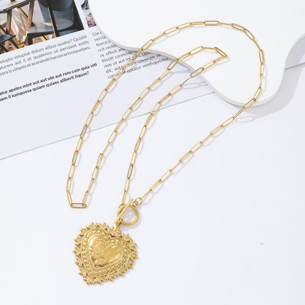 Victorian heart lange ketting 80CM