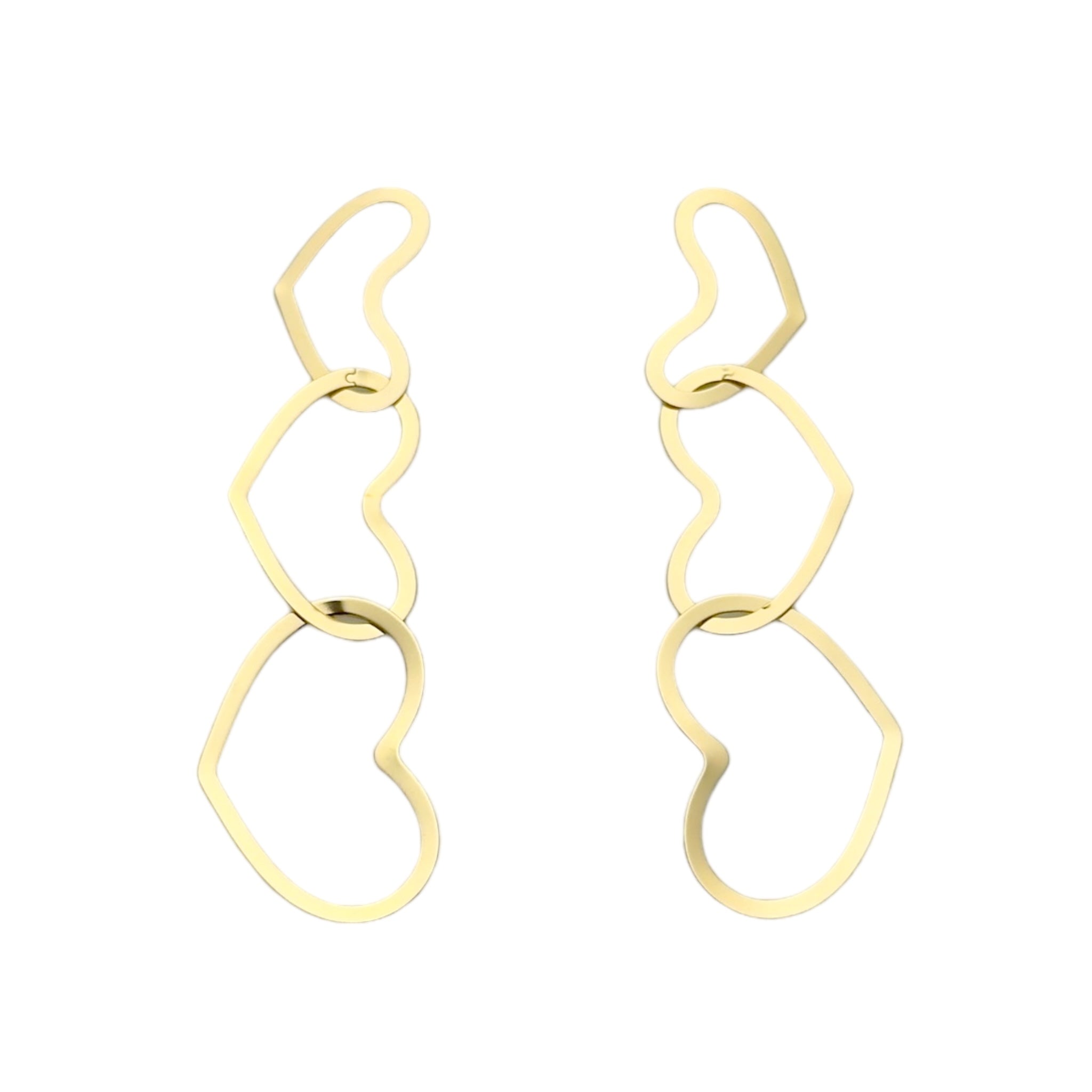 Three savory link statement earrings