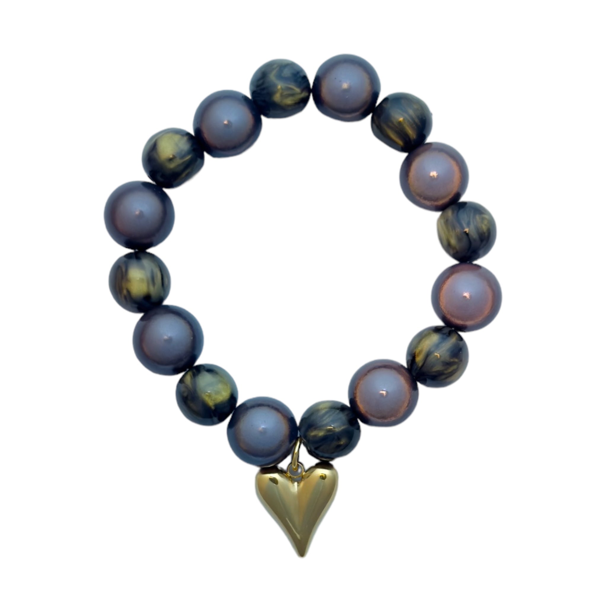 Elastisches Perlenarmband mit Herzen