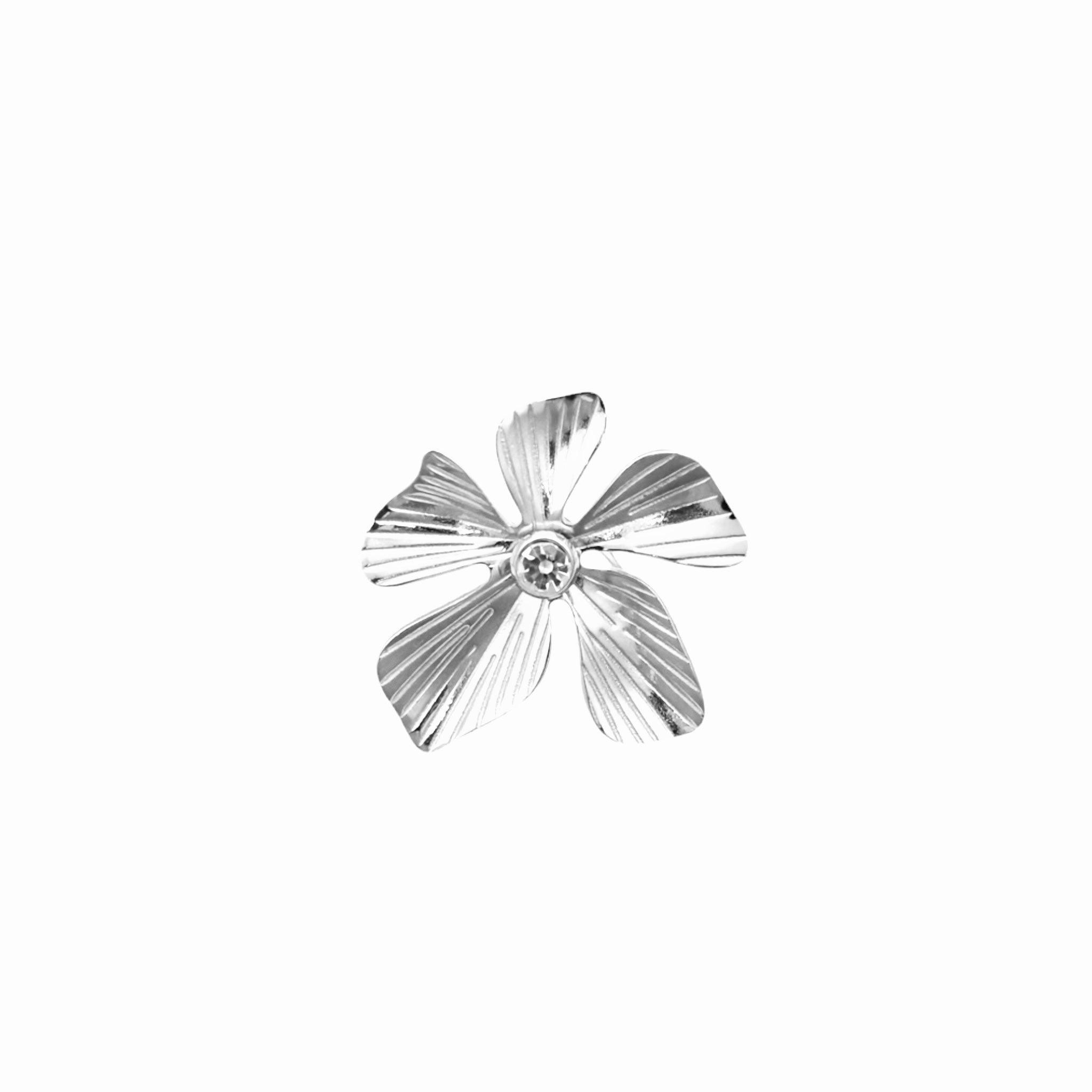 Statement bloem ring met strass