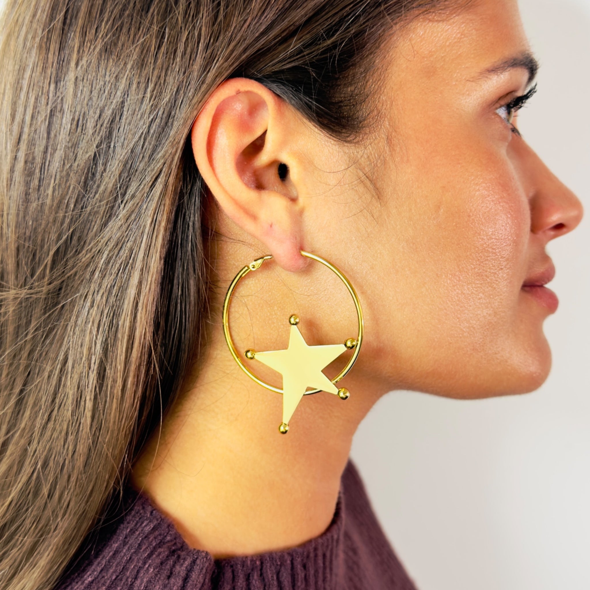 Star hoops earrings 40MM