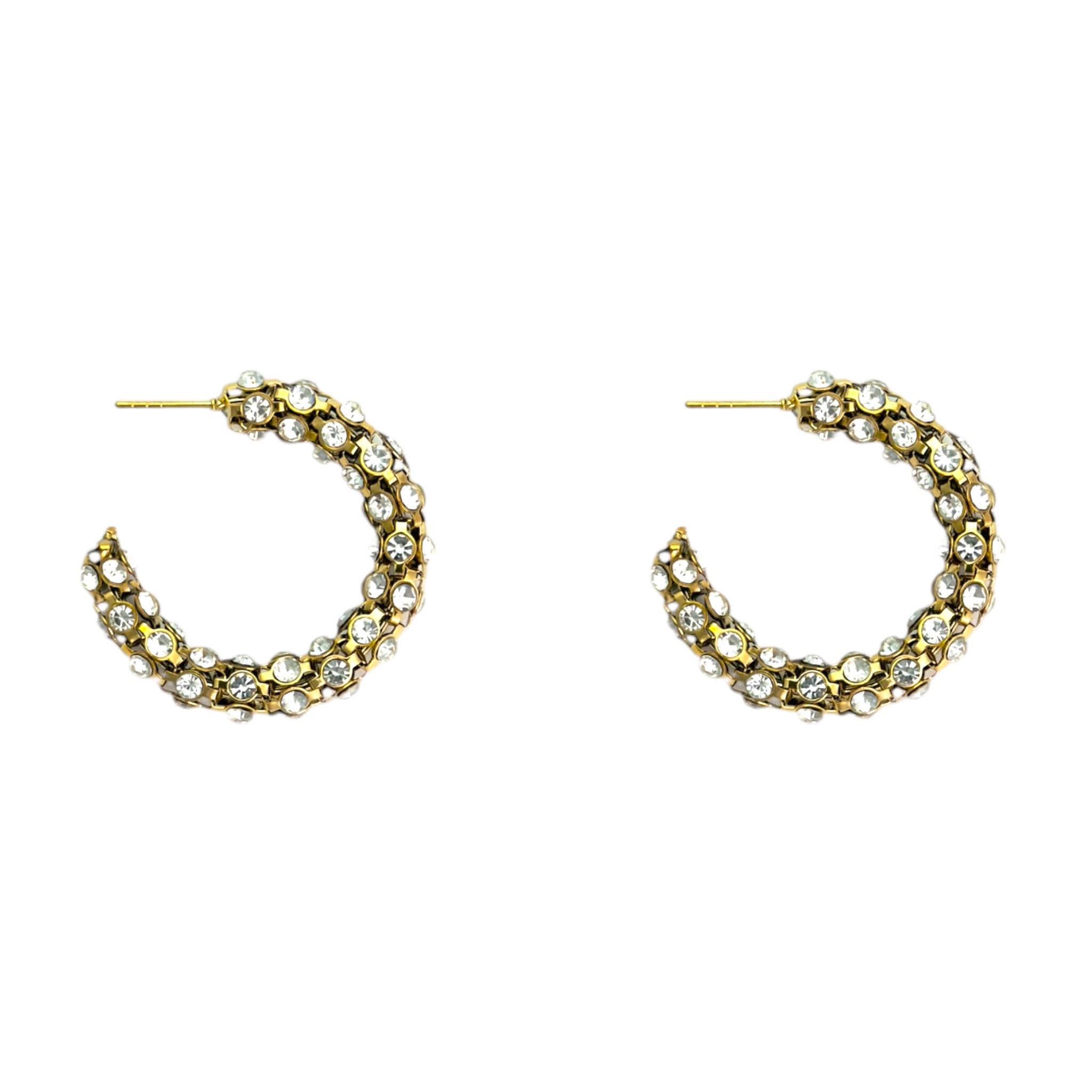 Hoop open rhinestone earrings