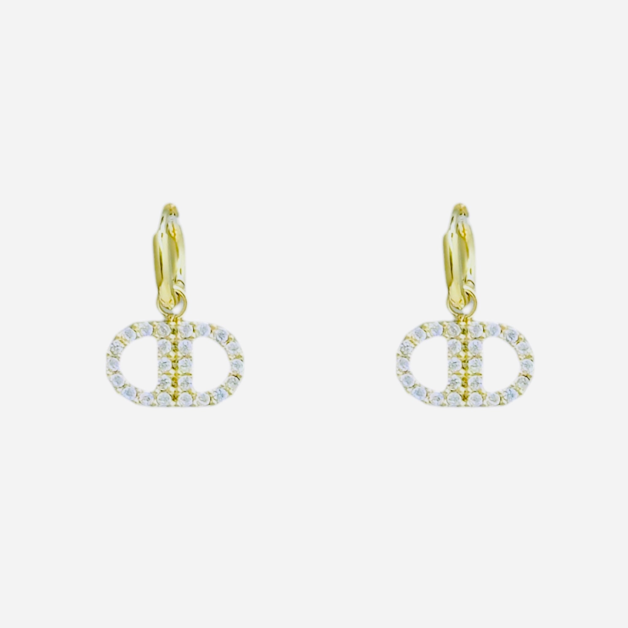 Rhinestone DD drop earrings