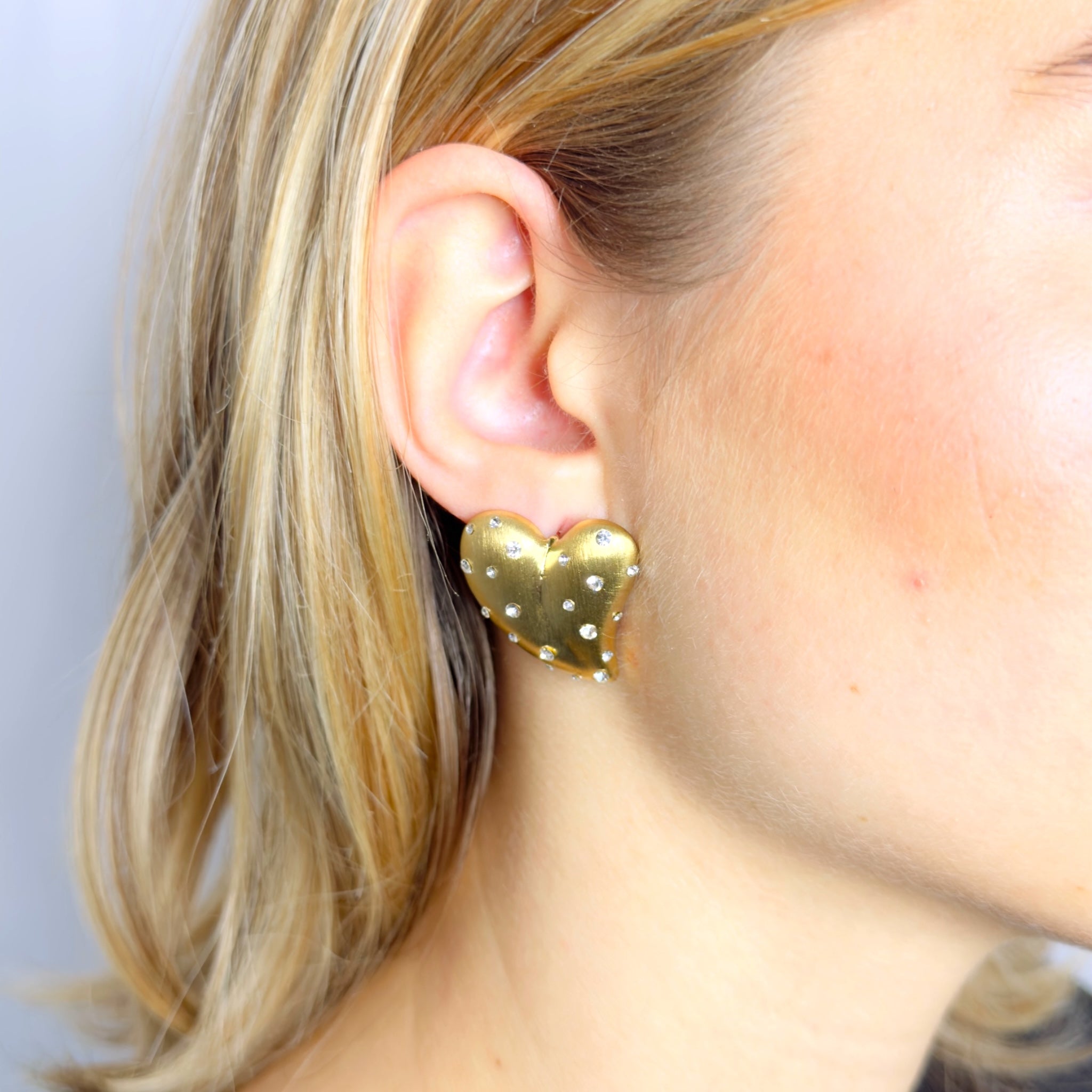 rhinestone heart rhinestone earrings