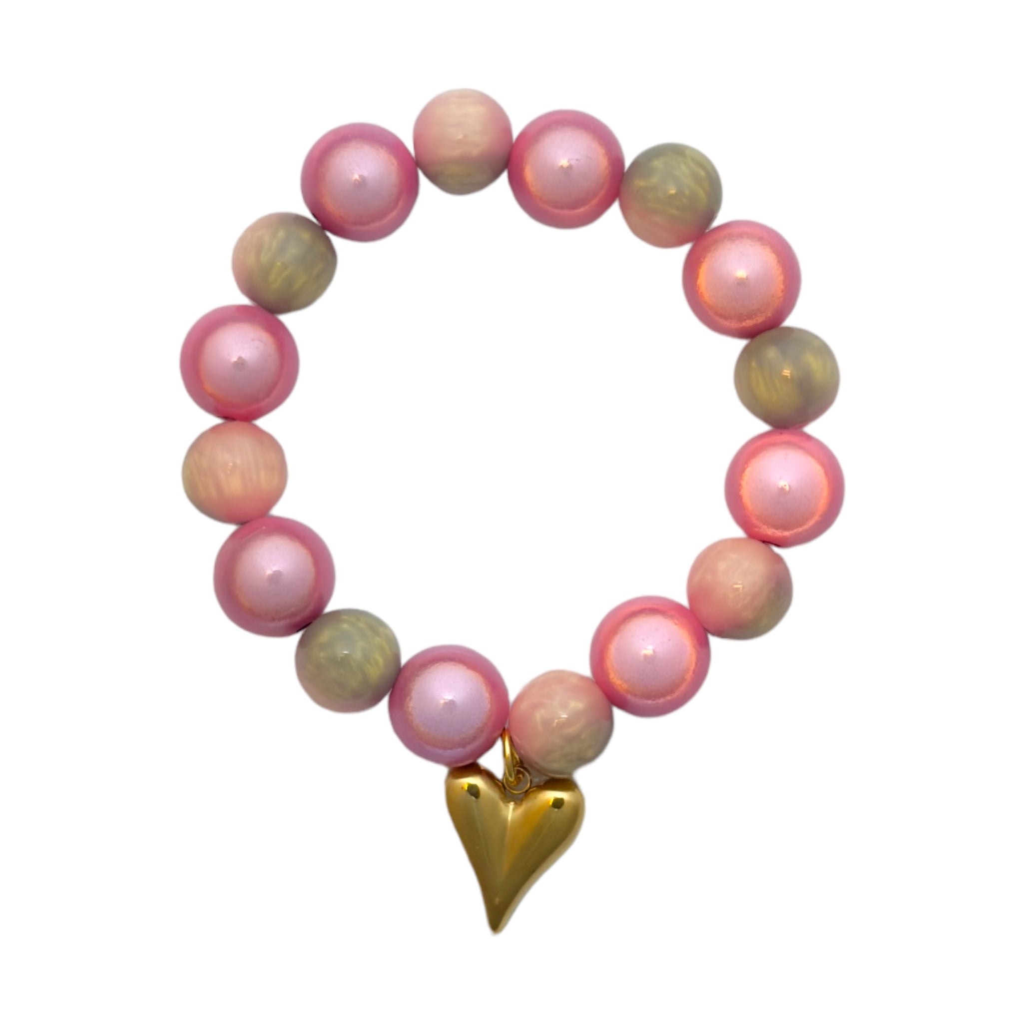 Elastisches Perlenarmband mit Herzen