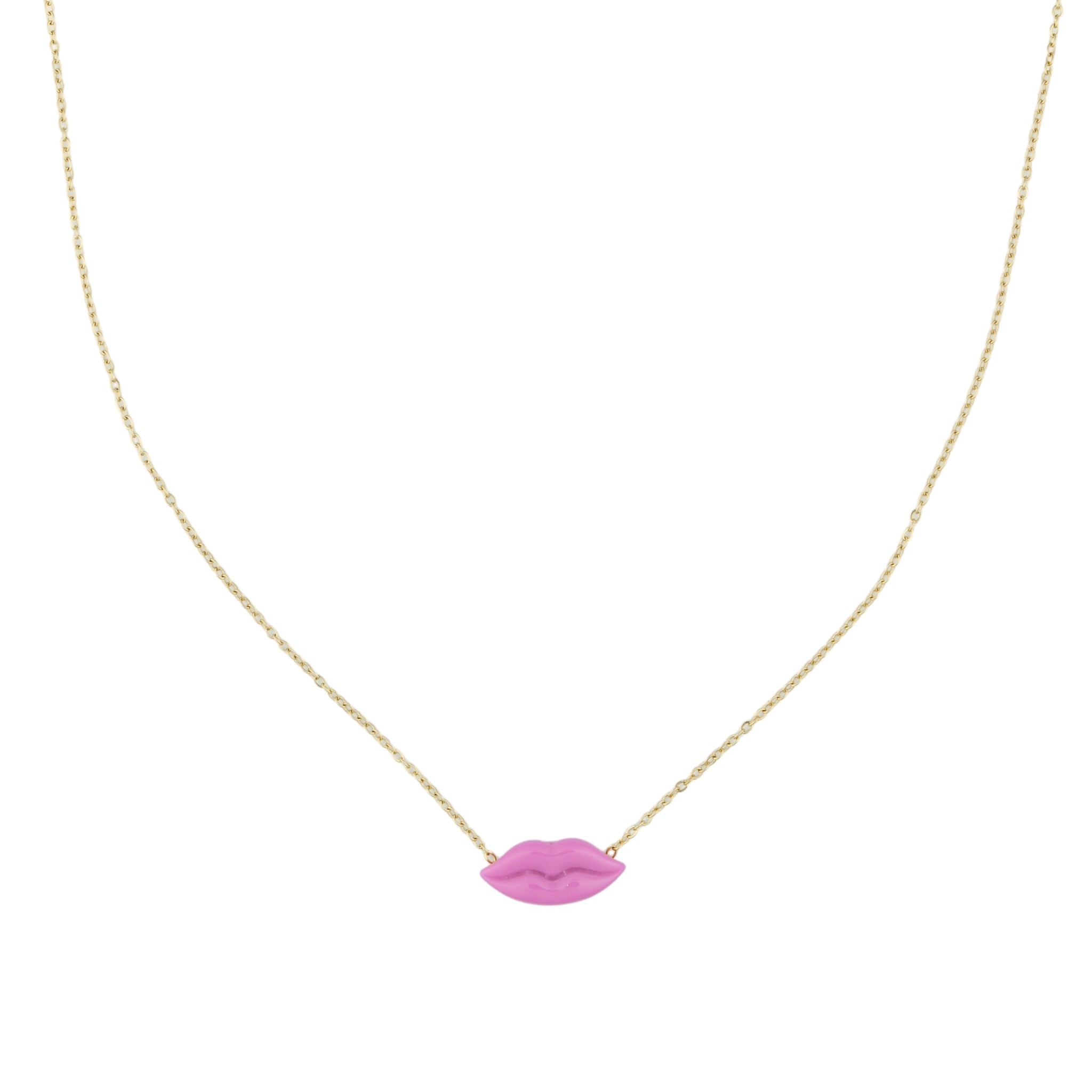 Roze lippen ketting