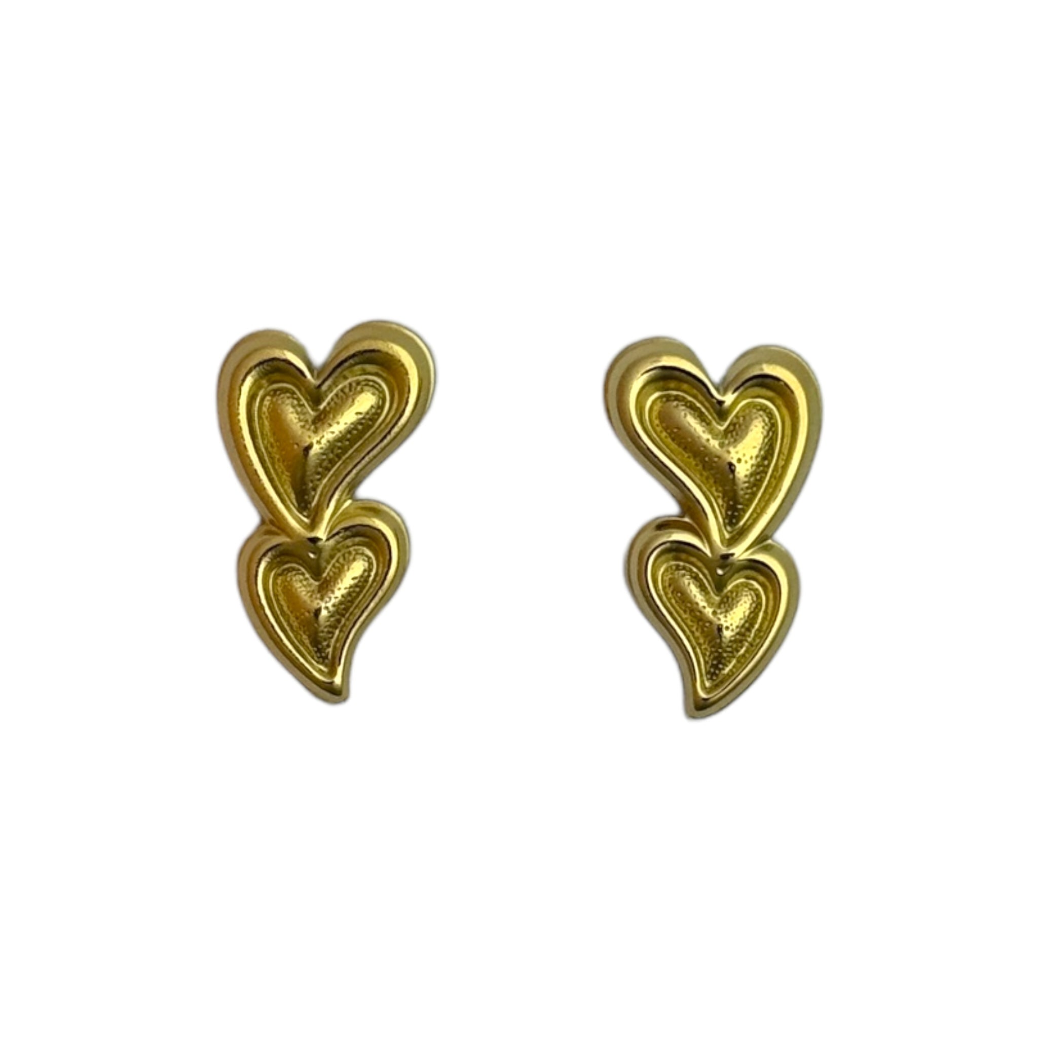 Double love heart stud earrings