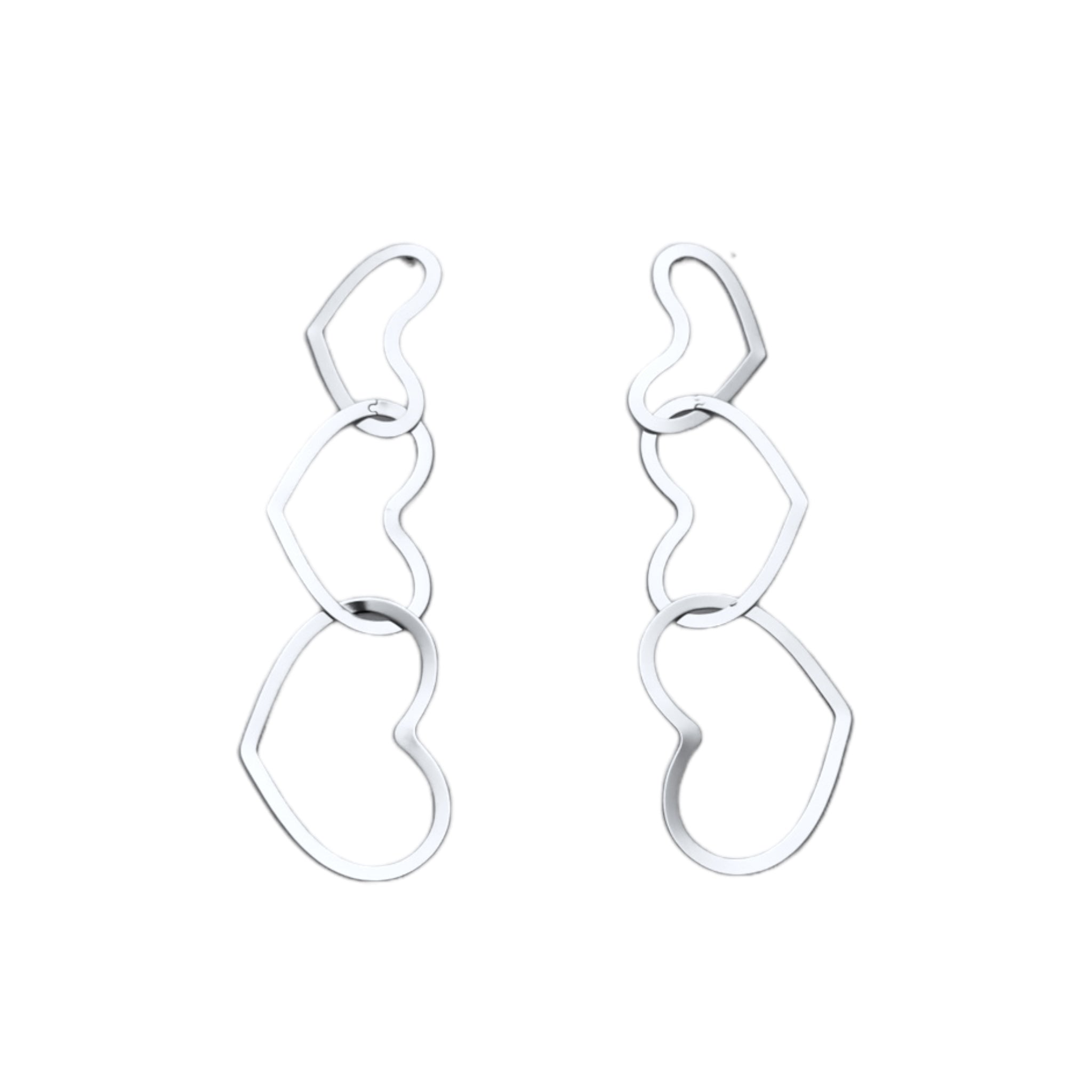 Three savory link statement earrings