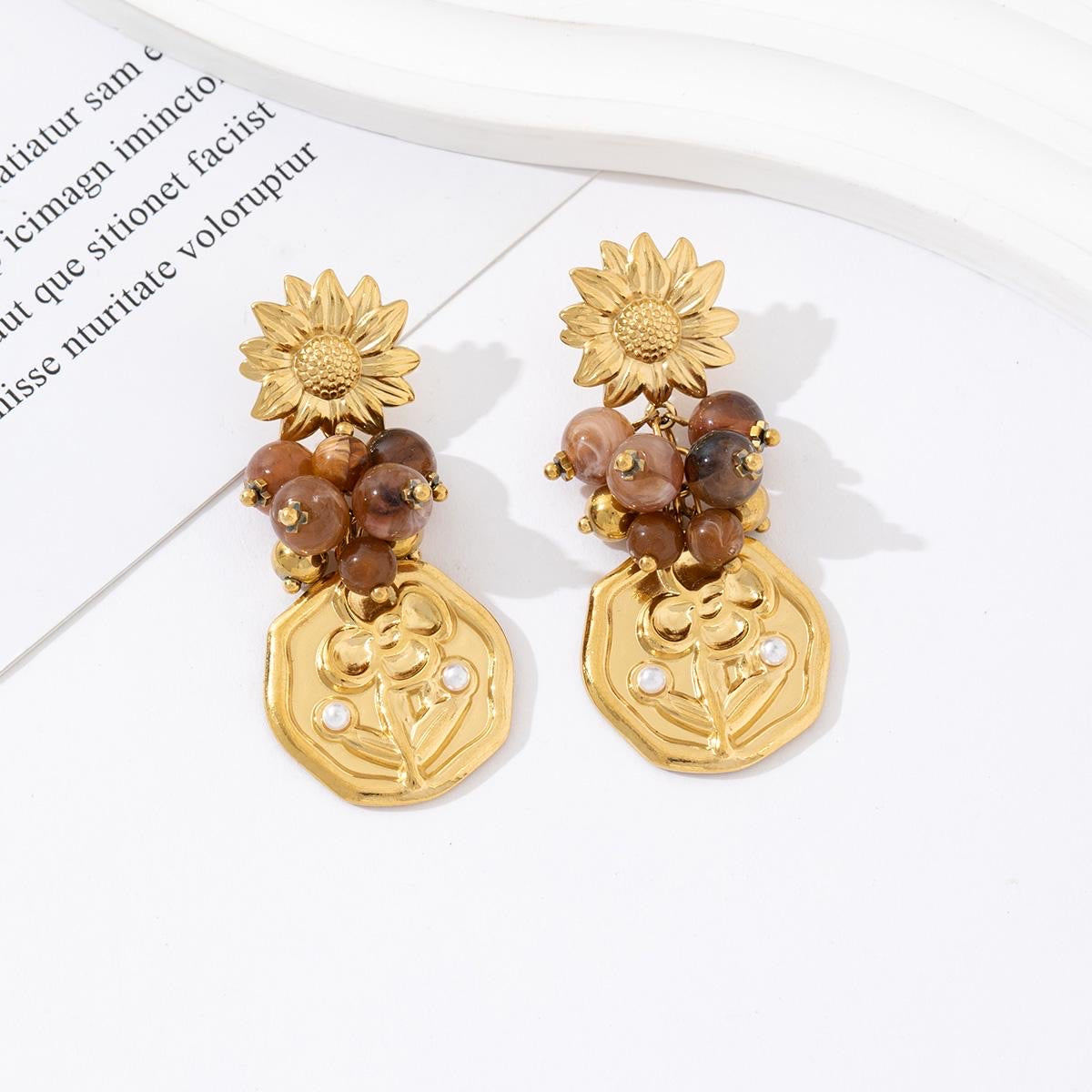 Statement earrings with rich flower design