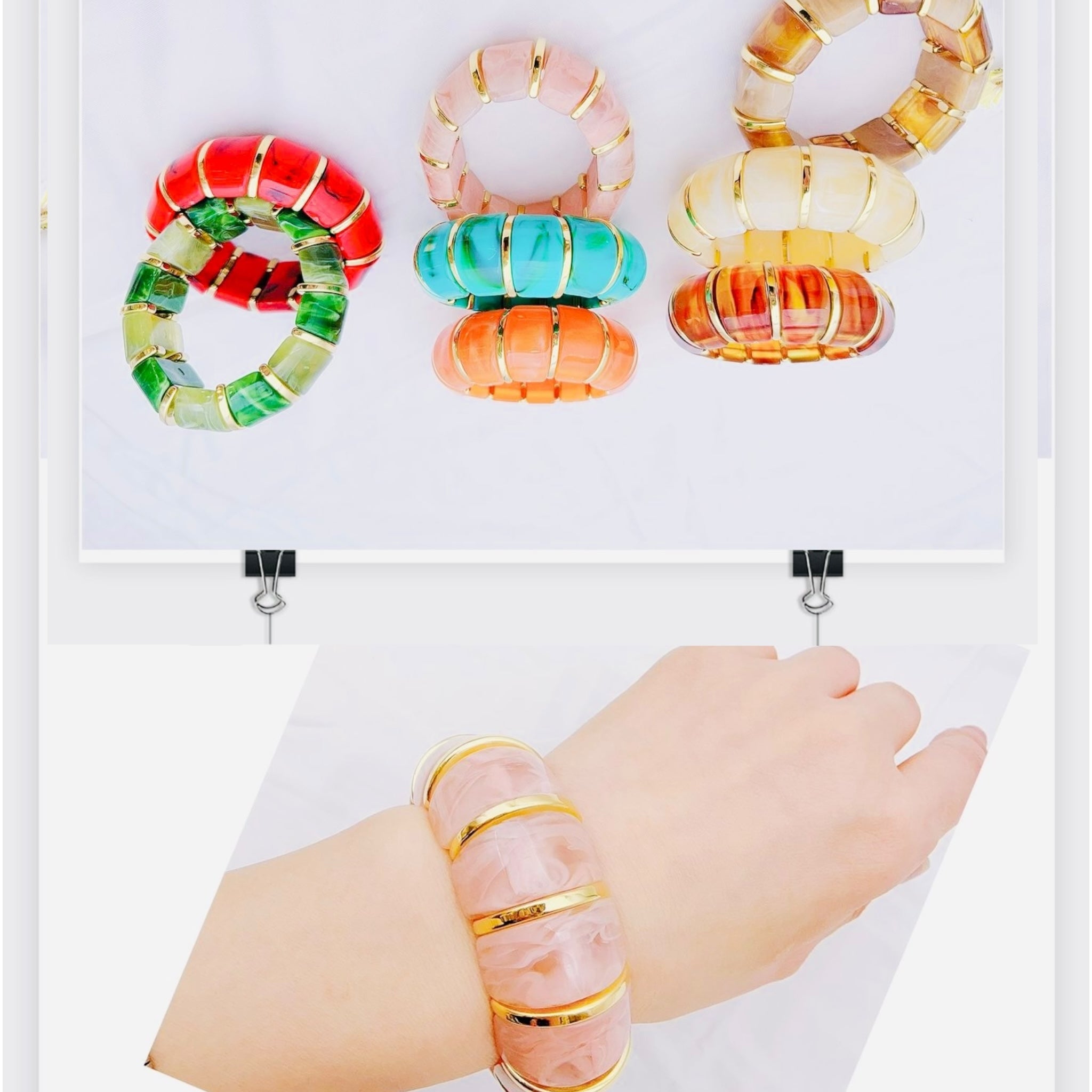Peach armbanden elastiek