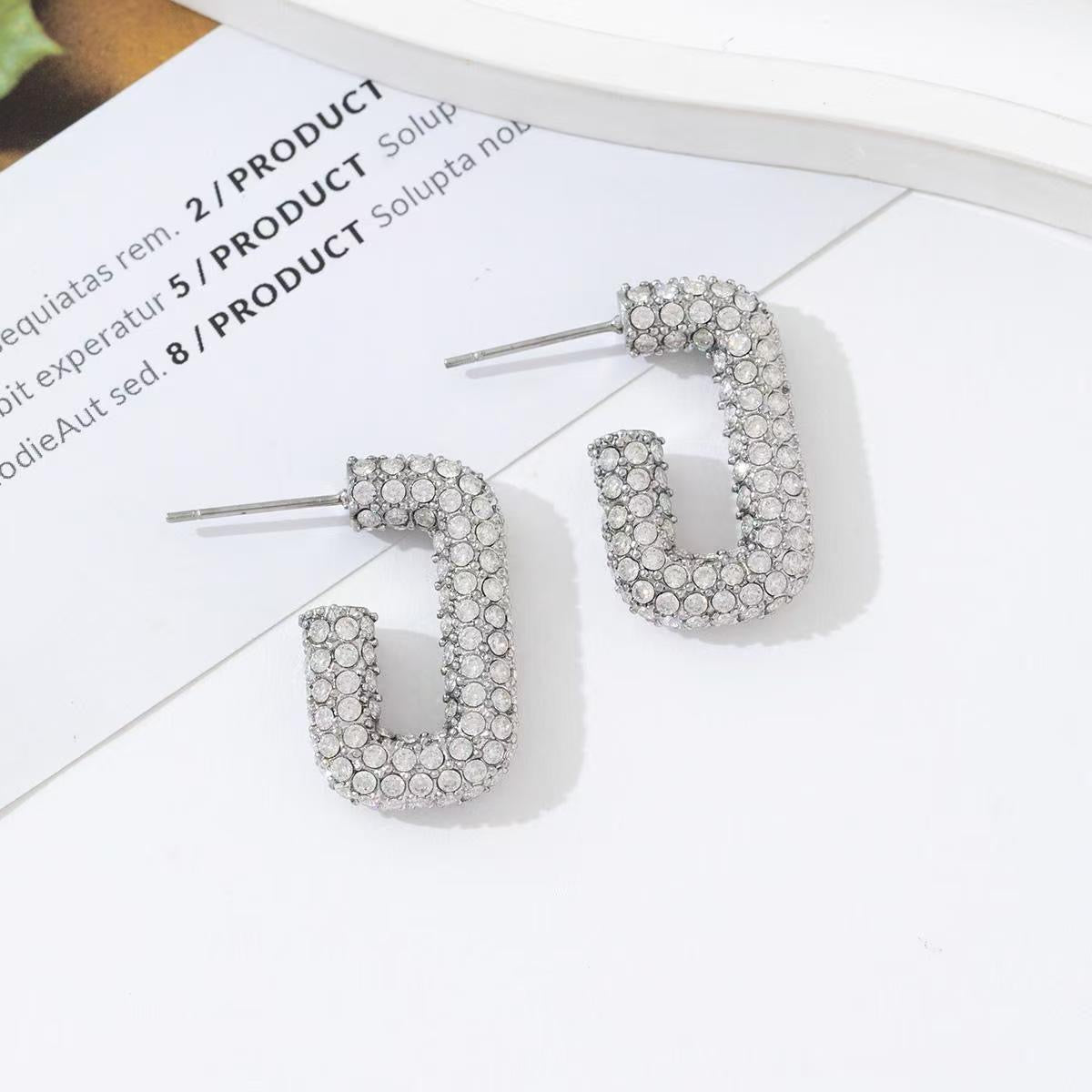 Square rhinestone earrings