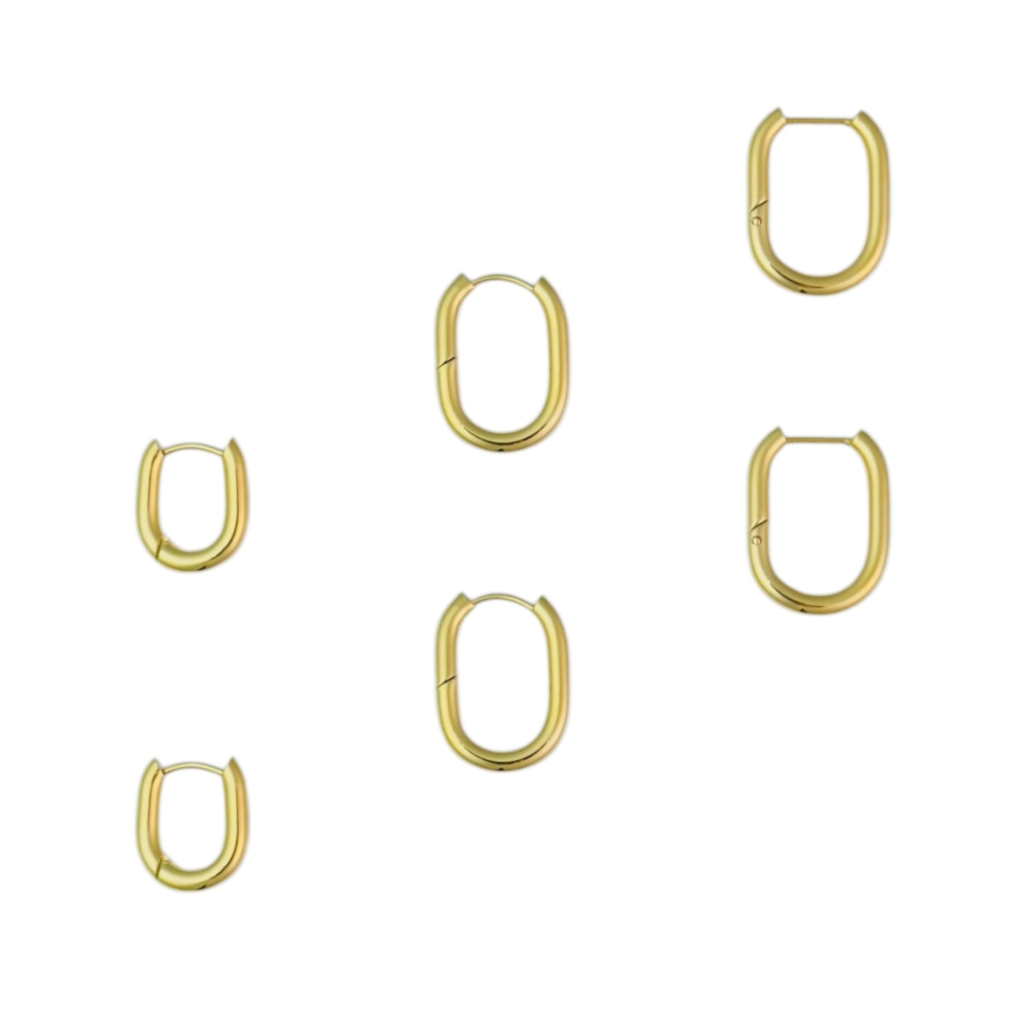 3-piece set of oval hoop earrings