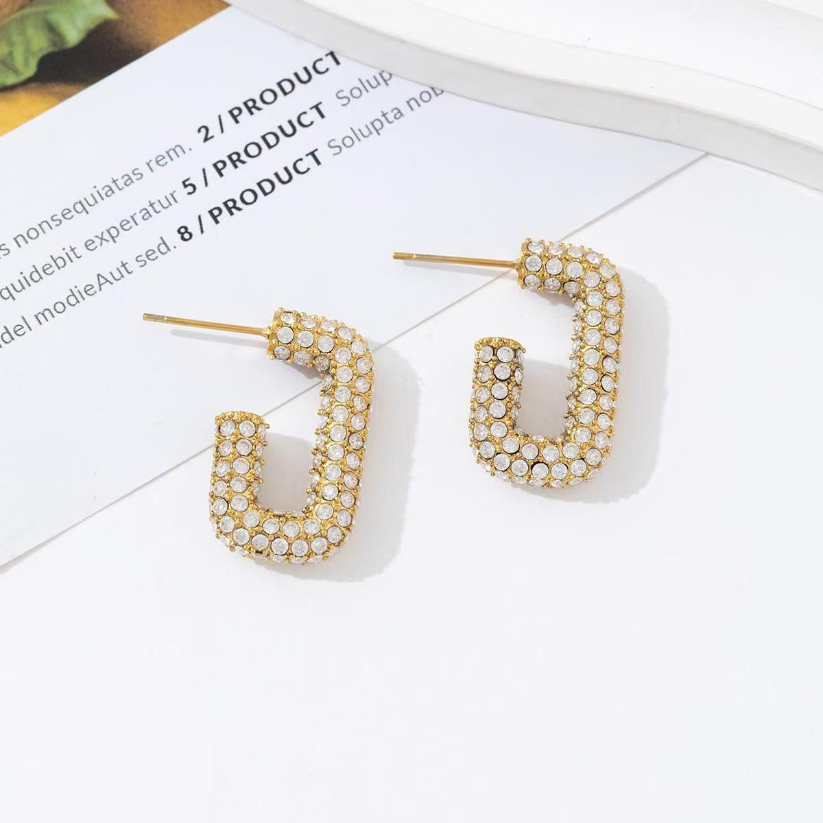 Square rhinestone earrings