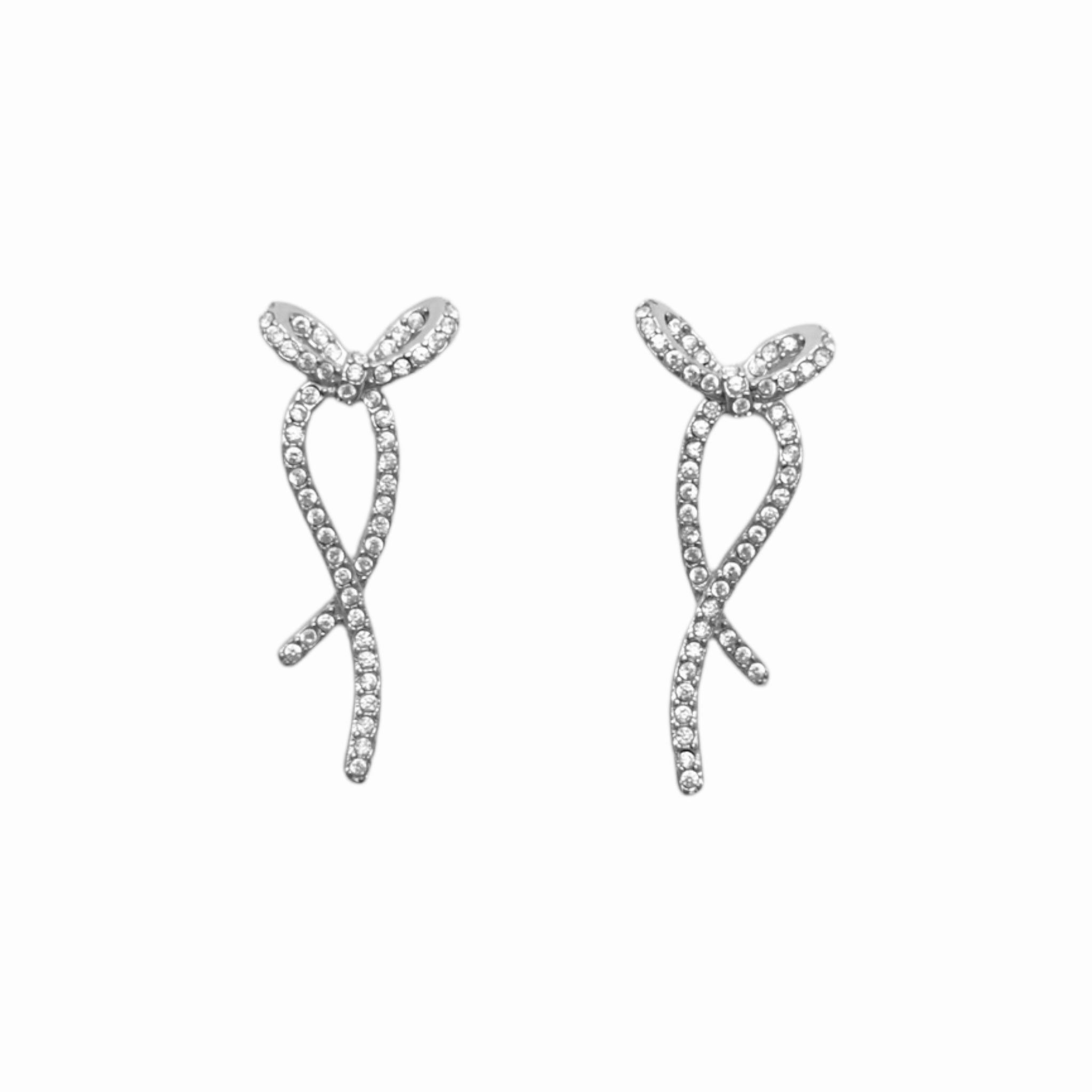 Rhinestone bow rhinestone earrings