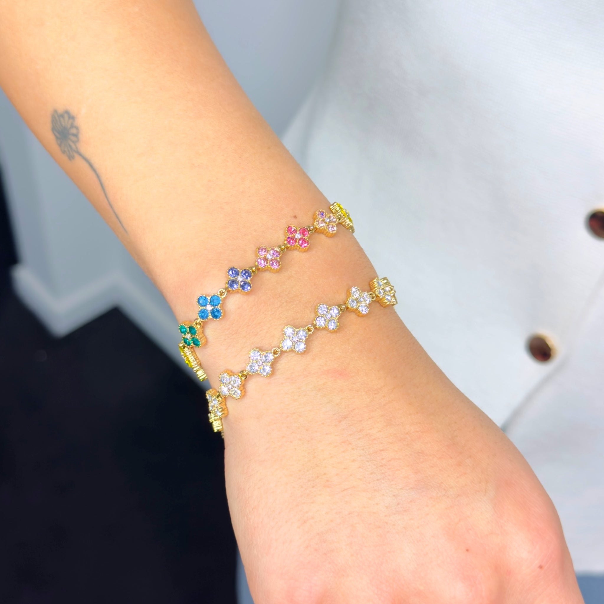 Clover with stones bracelet