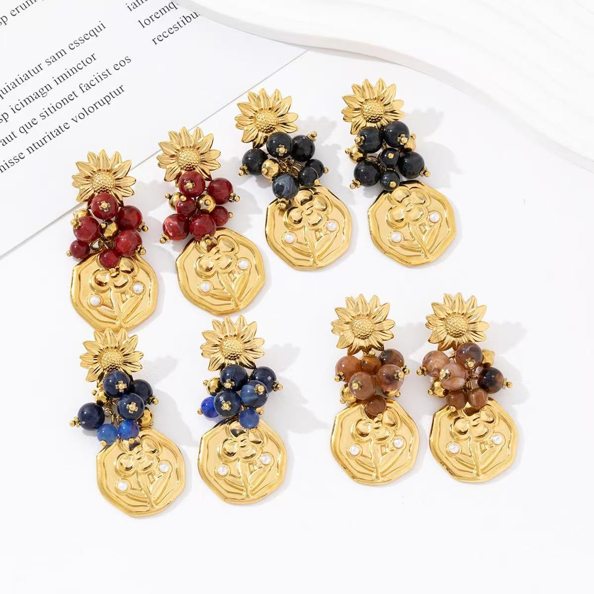 Statement earrings with rich flower design