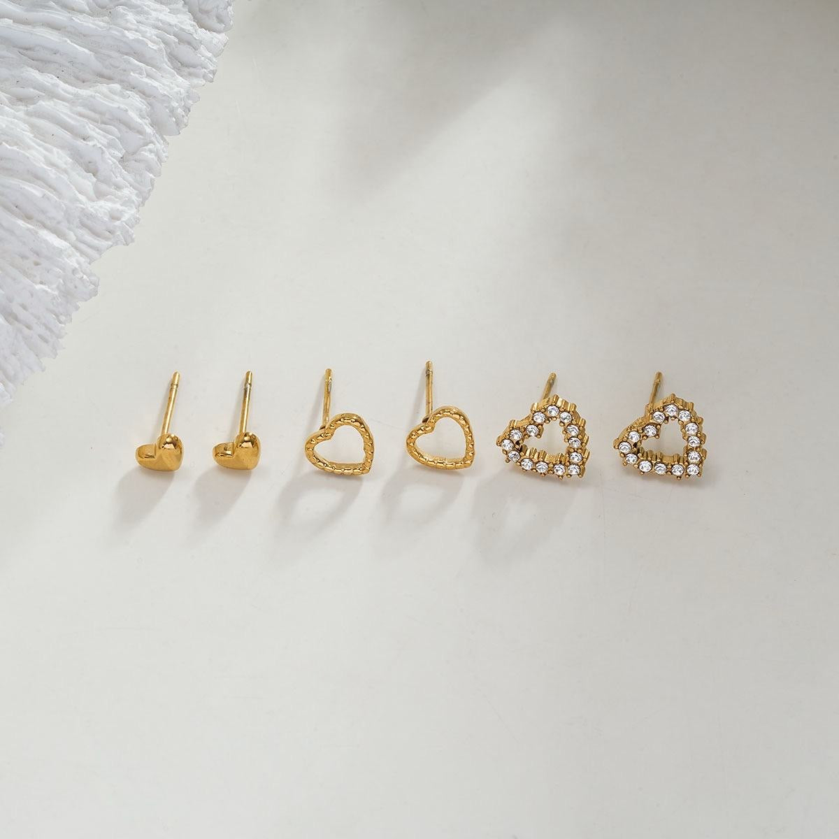 Mars triple set rhinestone earrings