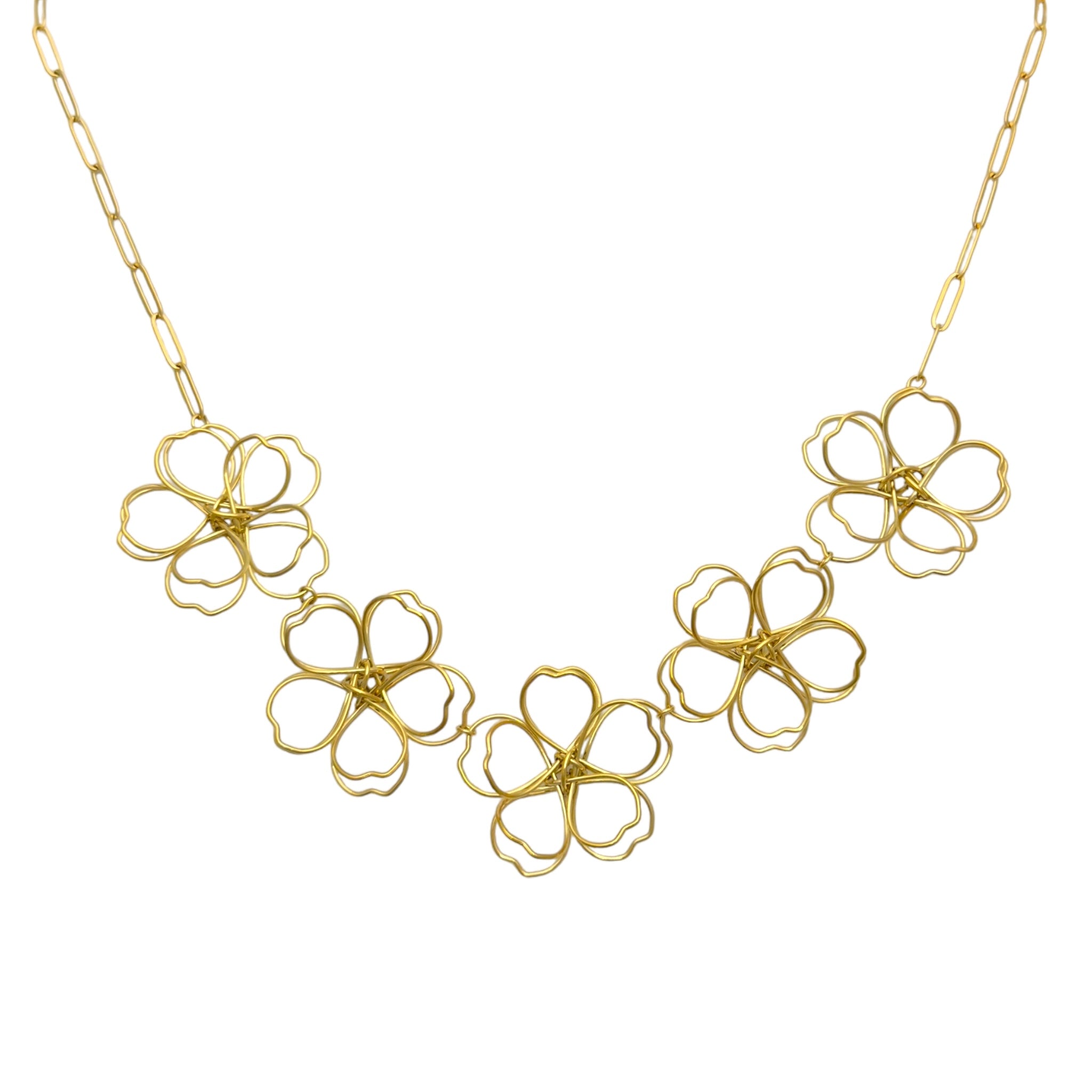 Statement-Halskette mit 5 Blumen