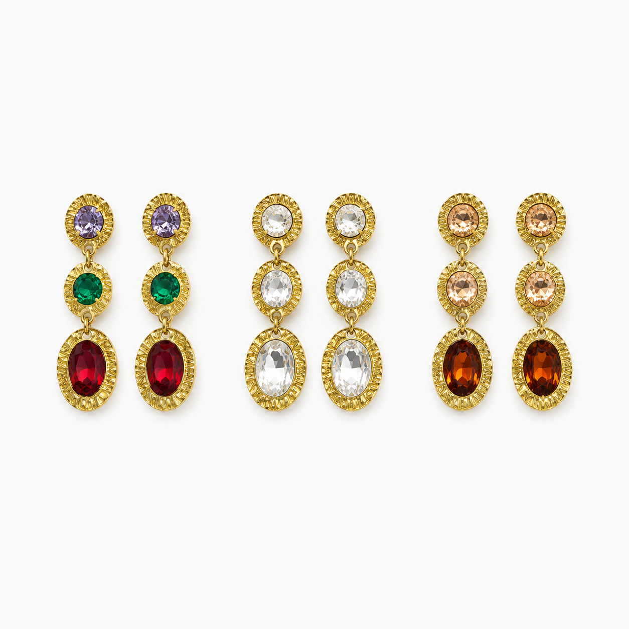 Ovally strass oorbellen