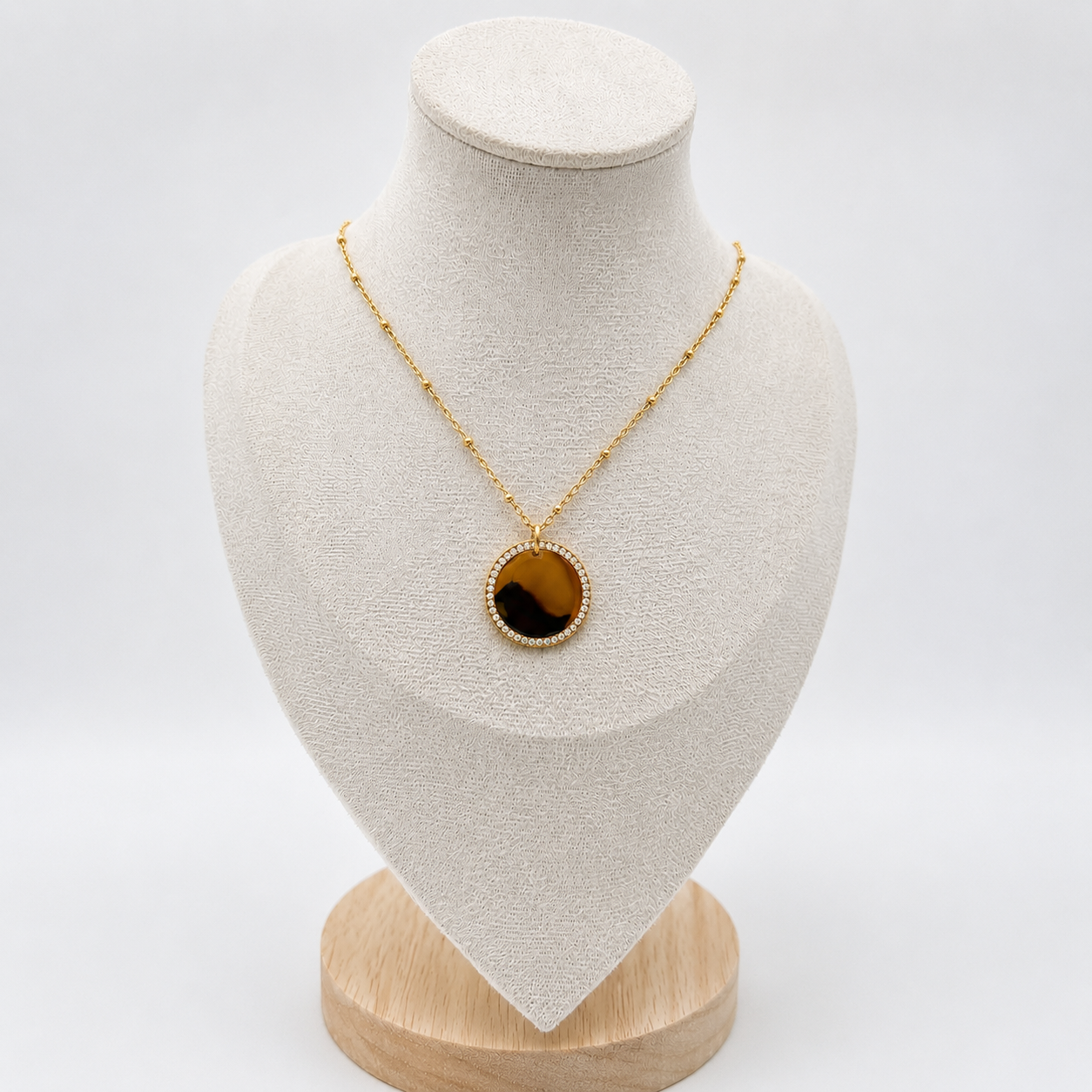 Cirkel strass ketting graveerbaar