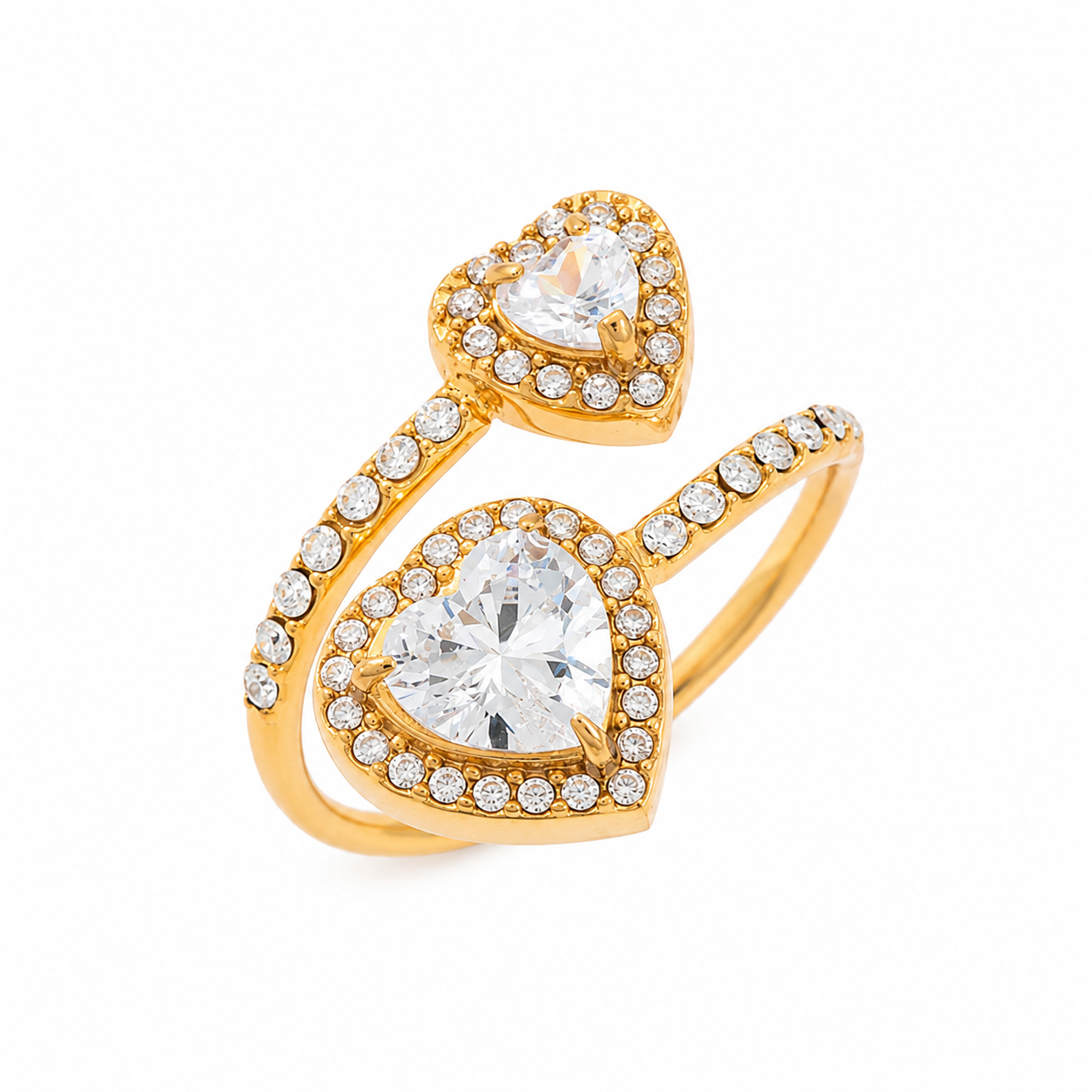 Double heart strass ring