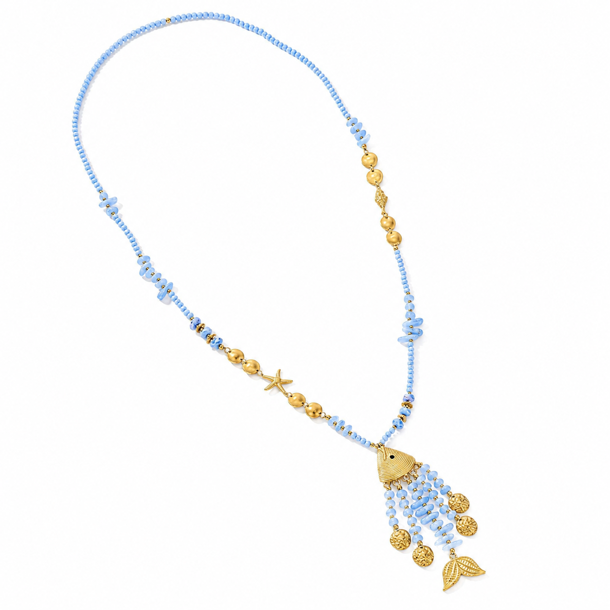 Fishy beads lange ketting