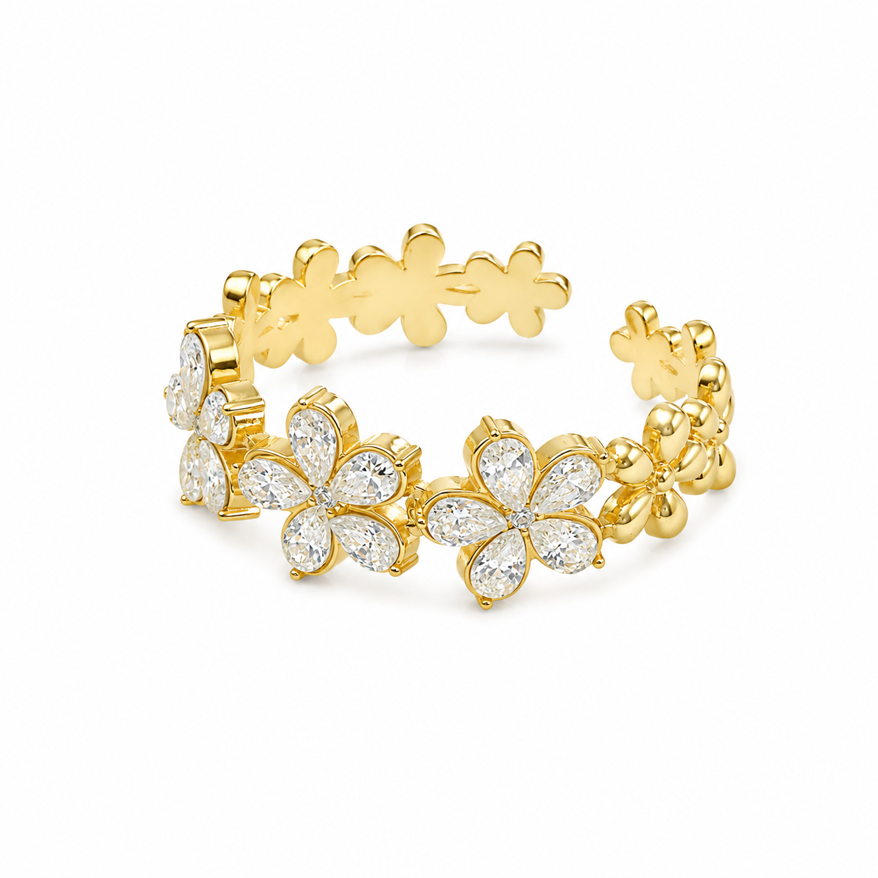 Flowery strass ring