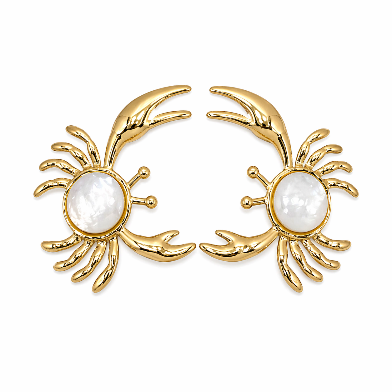 Mother-of-pearl crab statement earrings