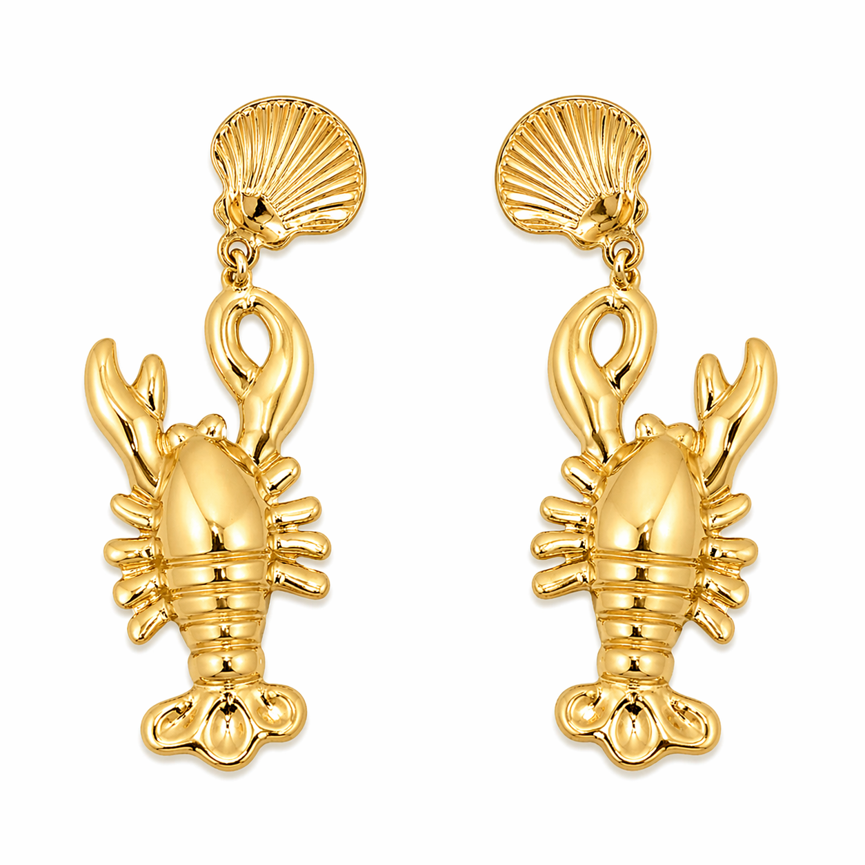 Shell lobster statement earrings