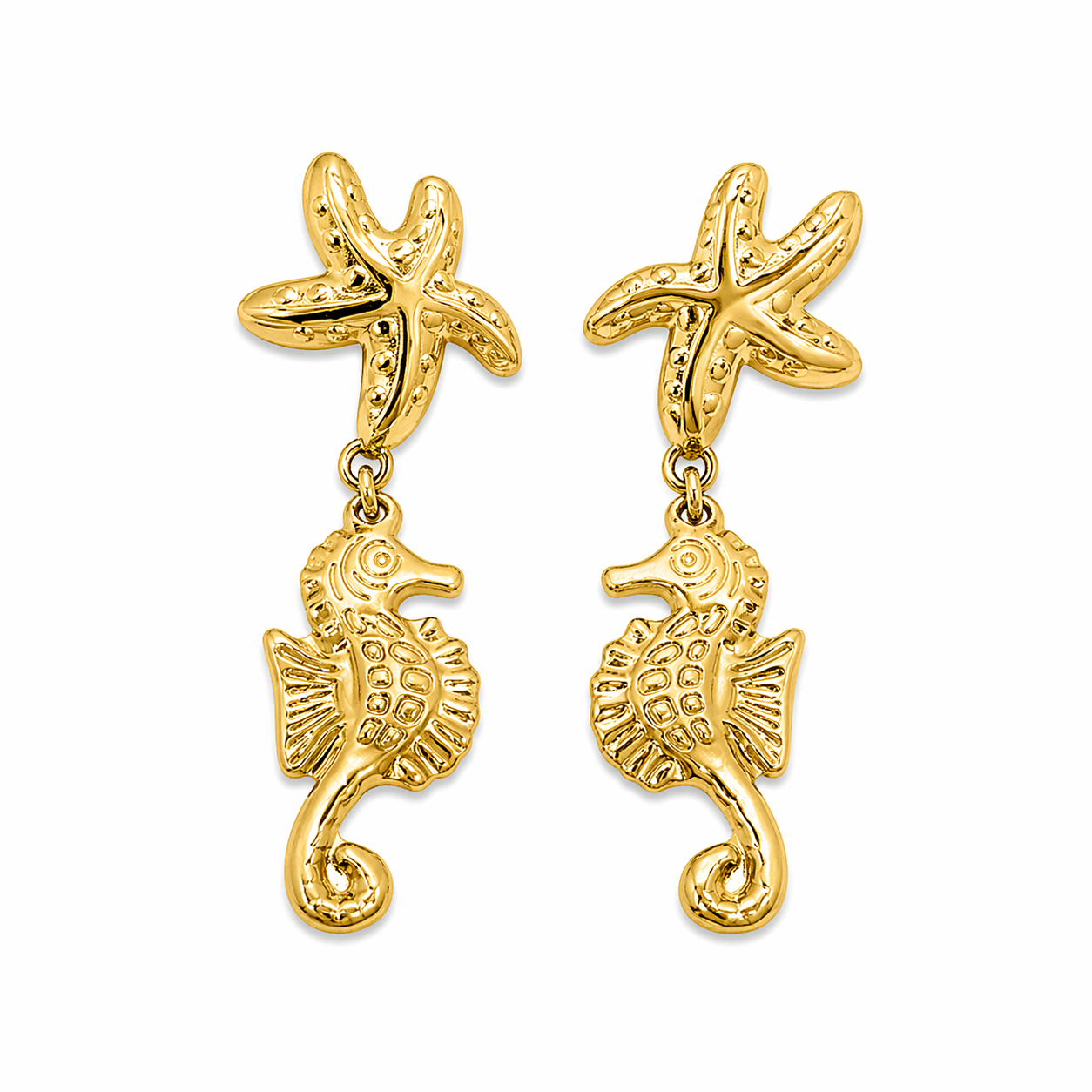Seastar seahorse statement earrings
