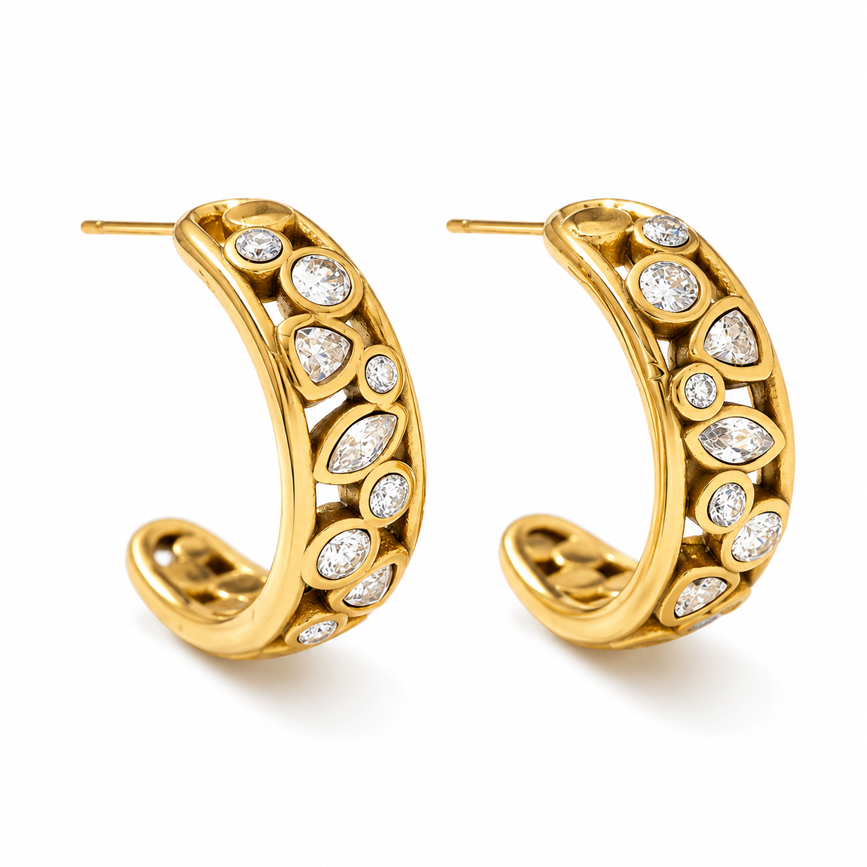 Wild strass hoops oorbellen