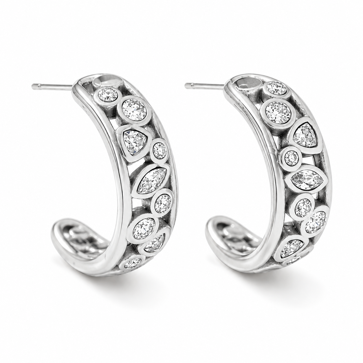 Wild strass hoops oorbellen