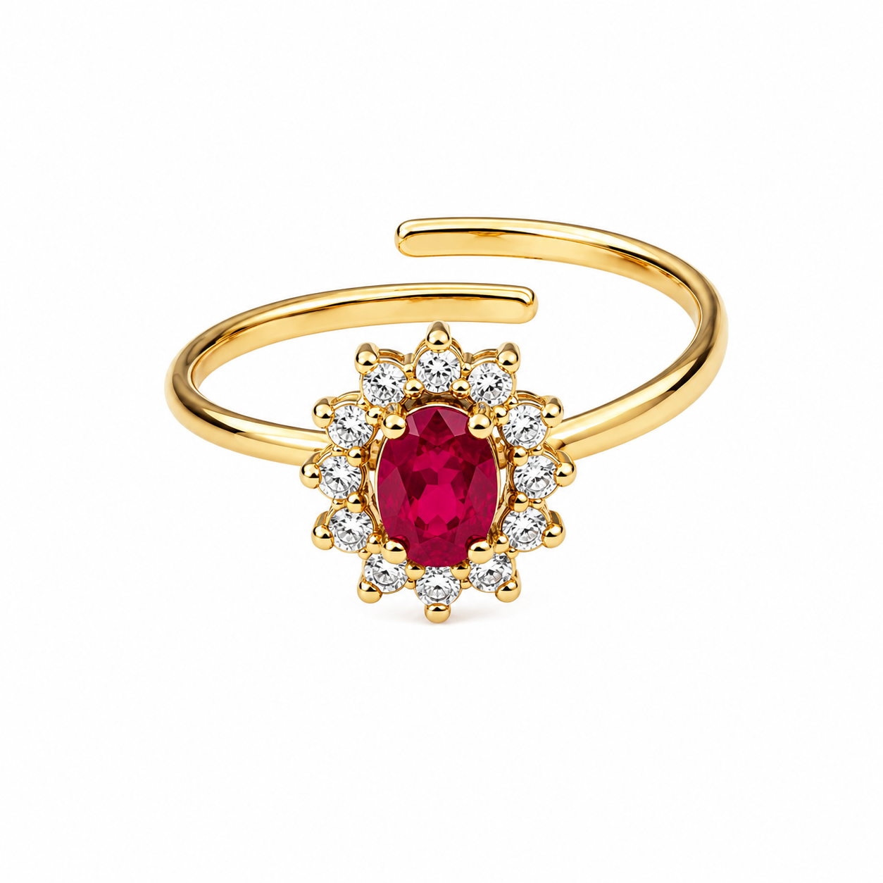 Crown strass ring rood