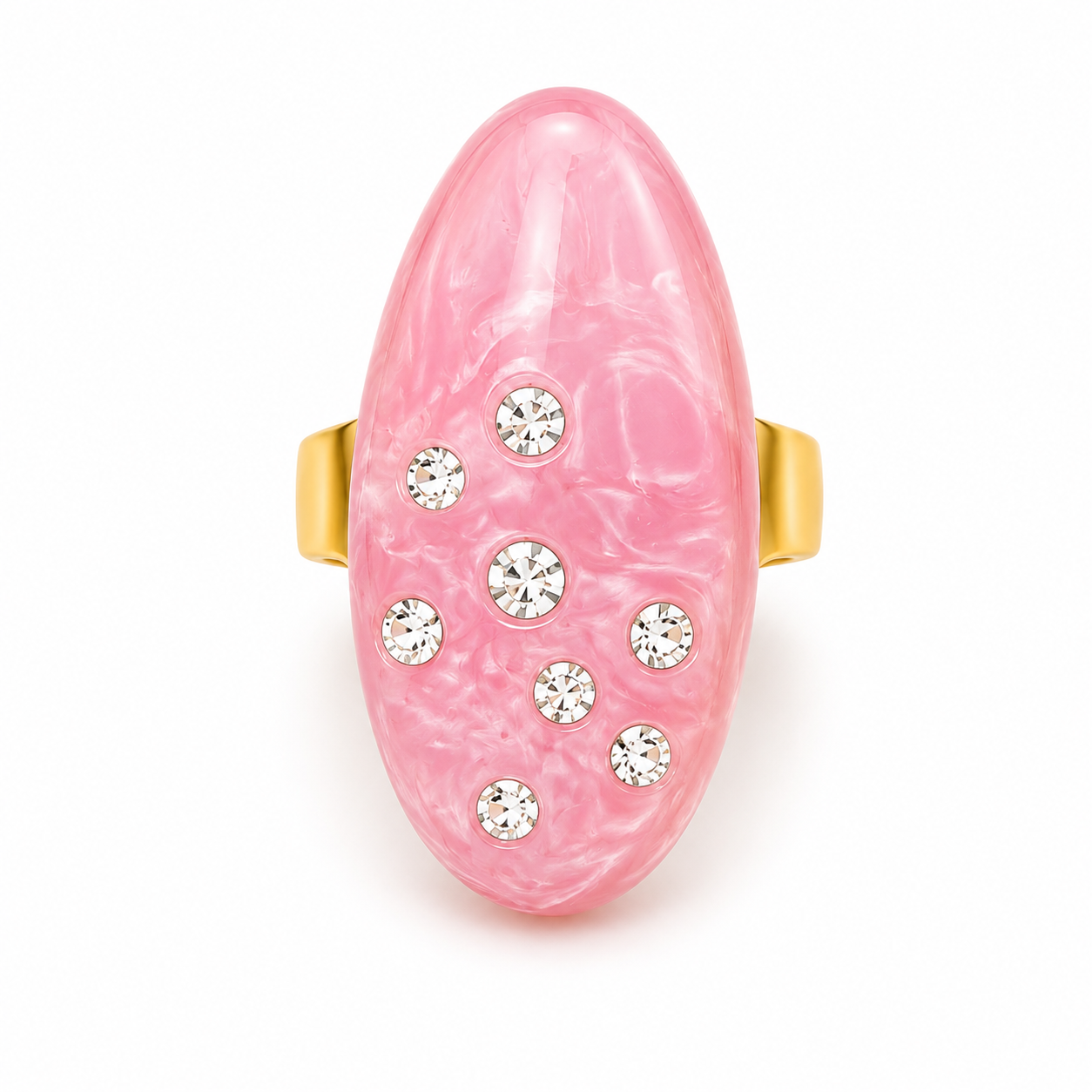Ovaler Strass-Ring Lachs
