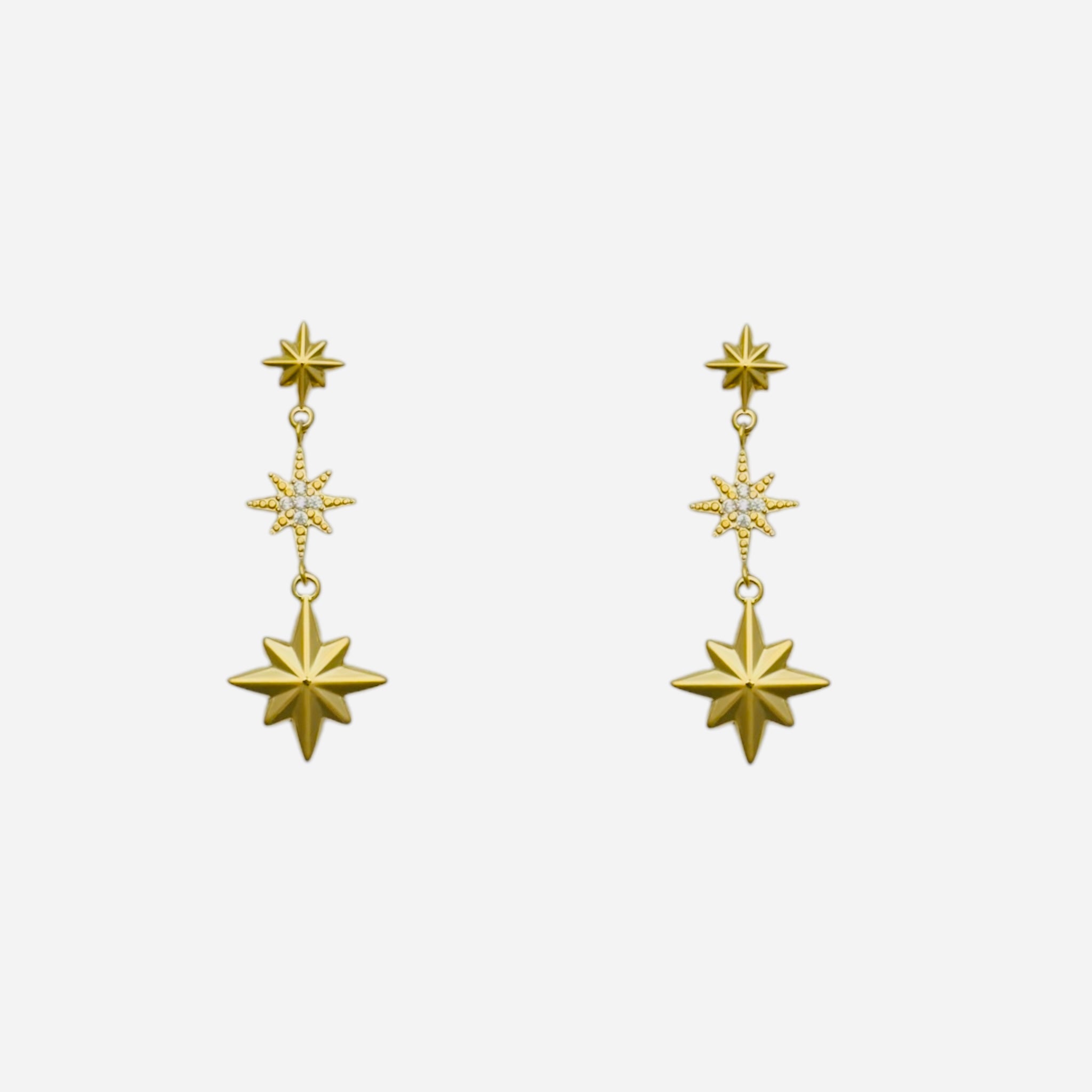 Dangling star rhinestone earrings