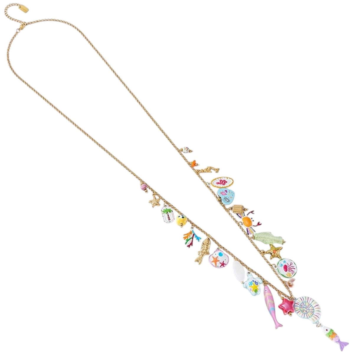 Fishy long charm necklace mixed