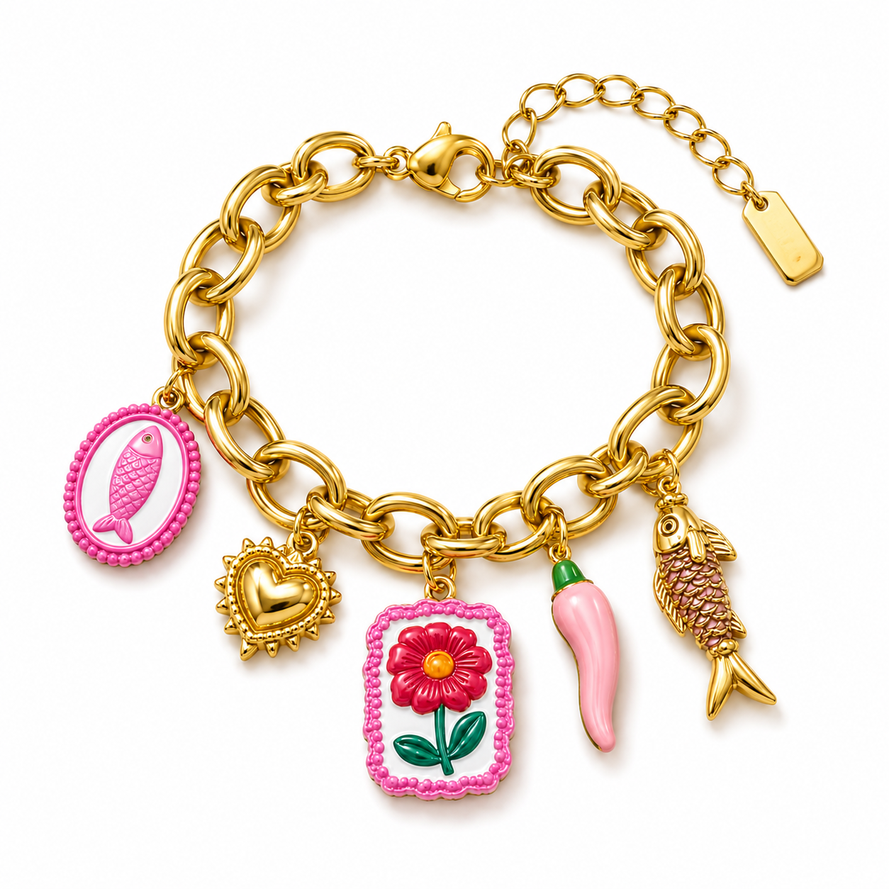 Flowels bedel armband roze