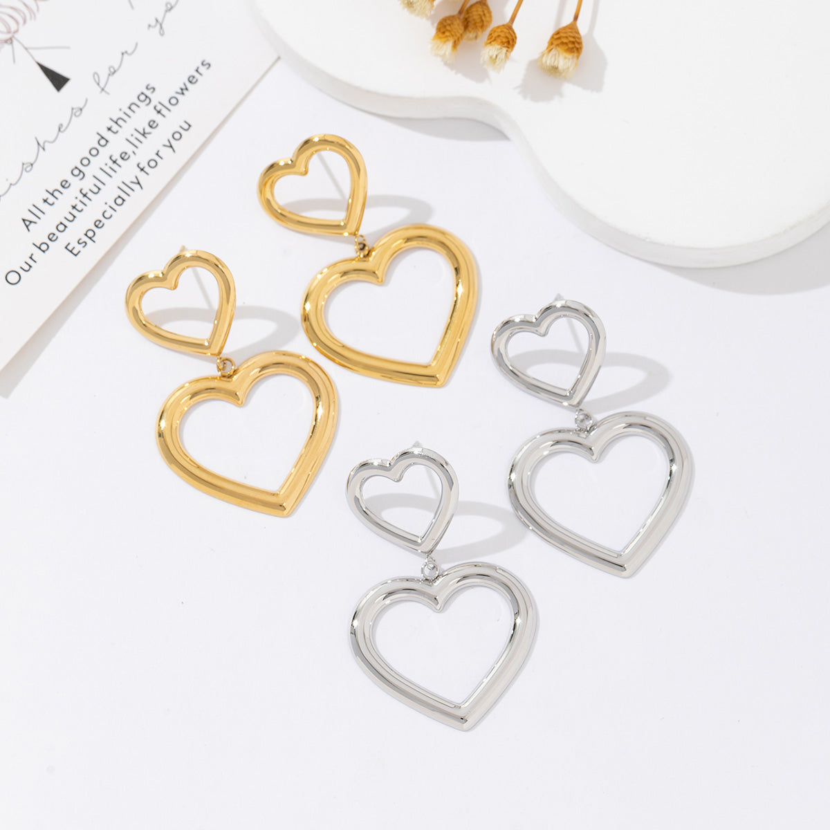 Open heart statement earring