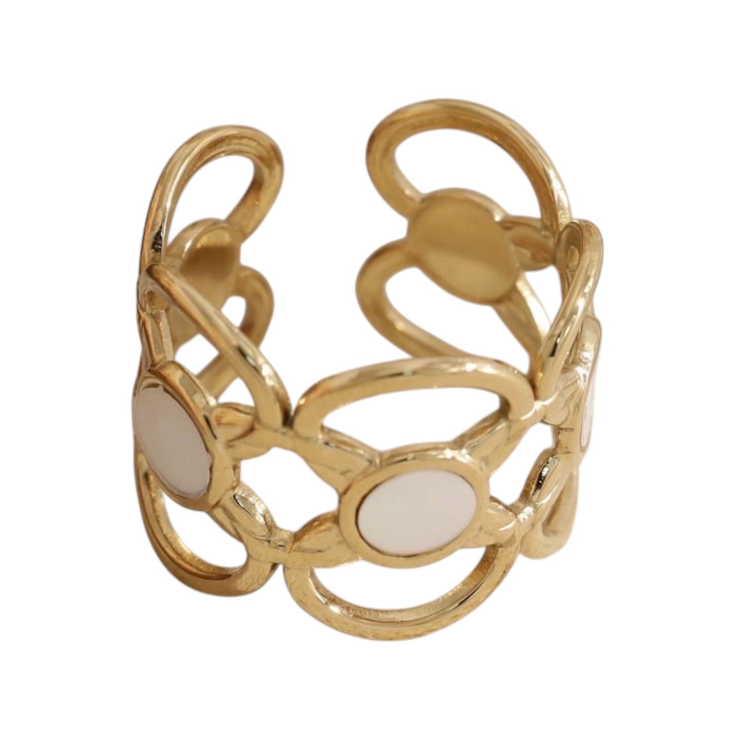 Flush parelmoer ring
